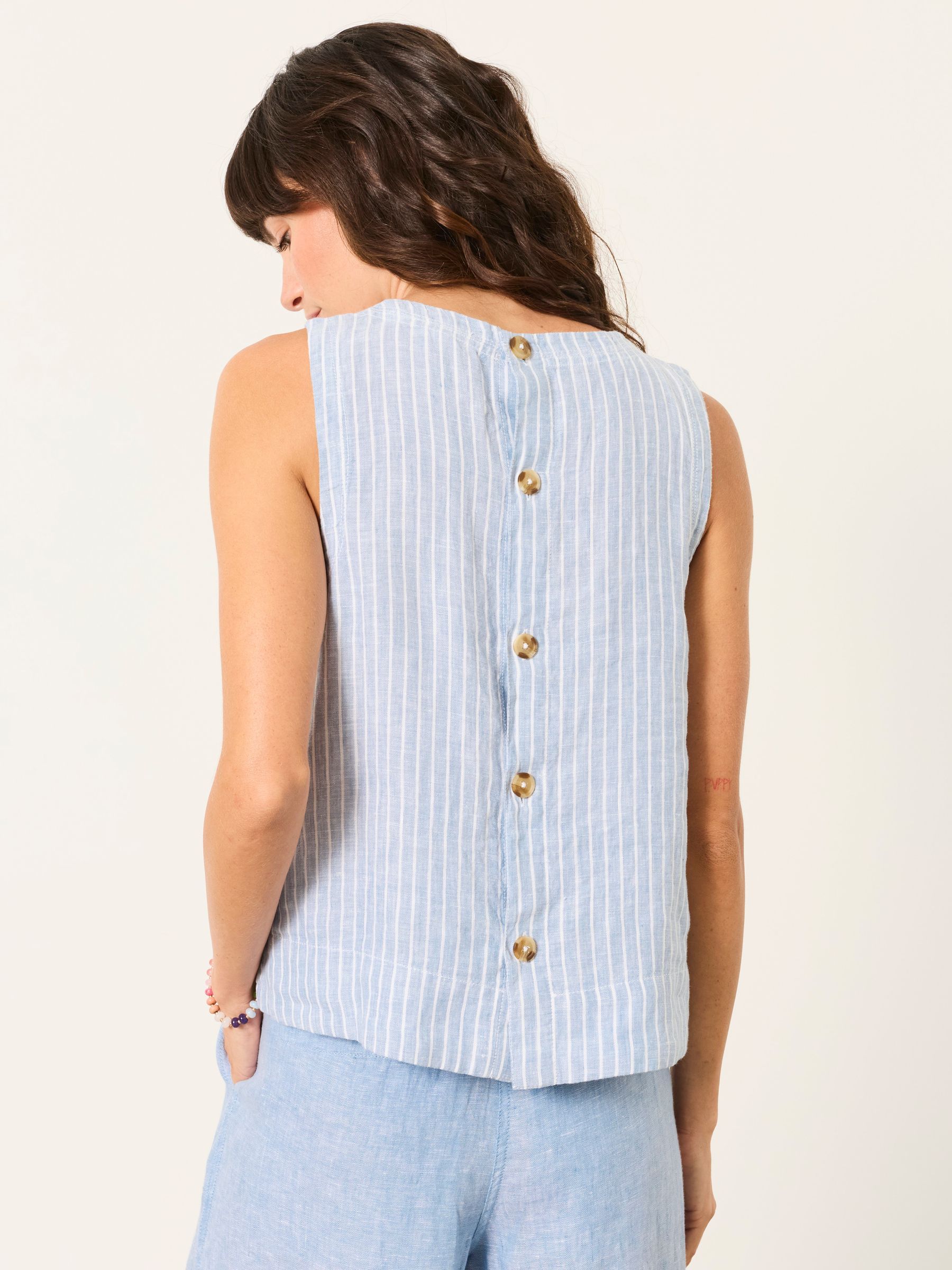 Dara Blue 100% Linen Blouse - Image 2 of 6 Dara Blue 100% Linen Blouse - Image 2 of 6