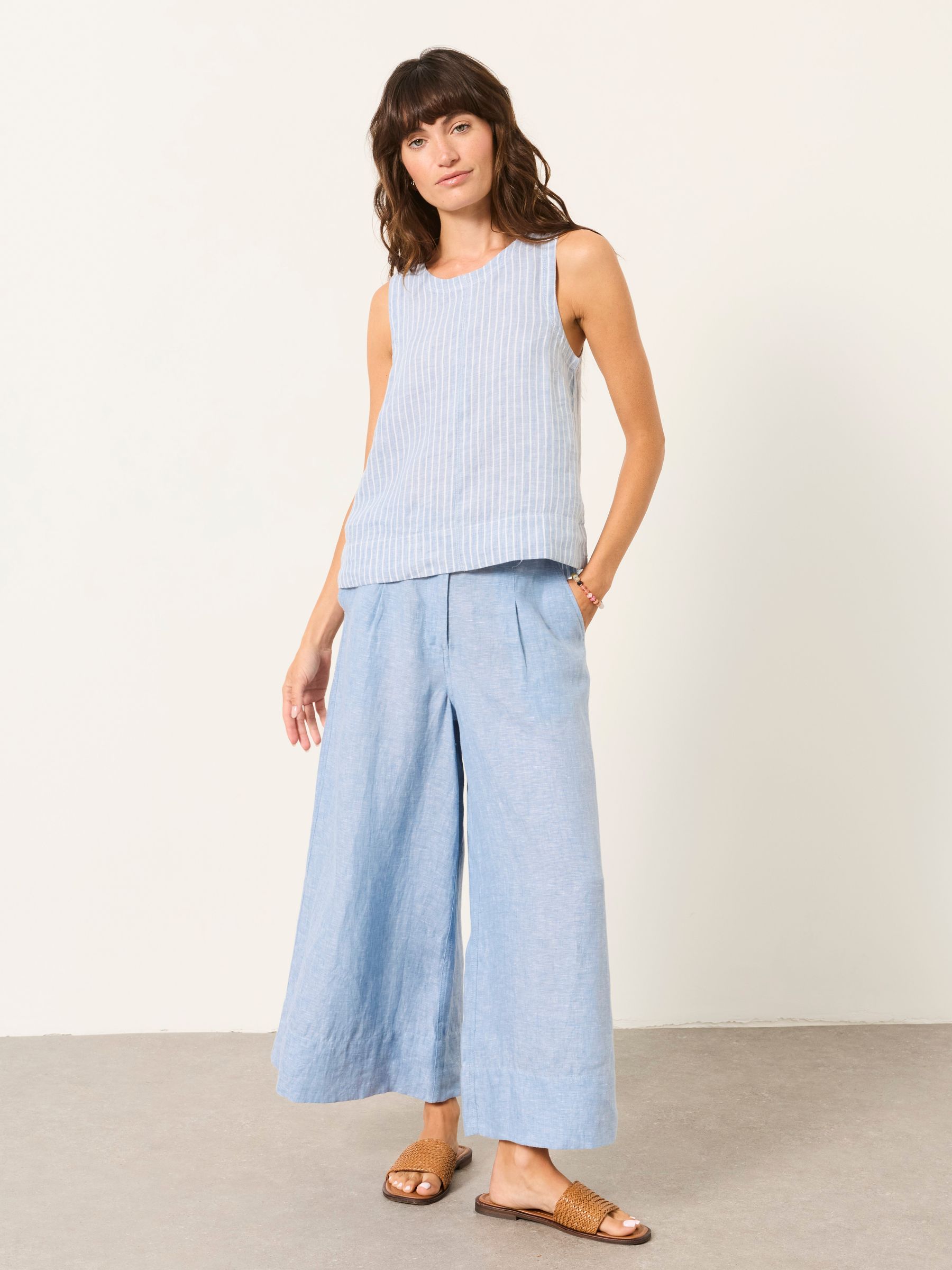 Dara Blue 100% Linen Blouse - Image 4 of 6