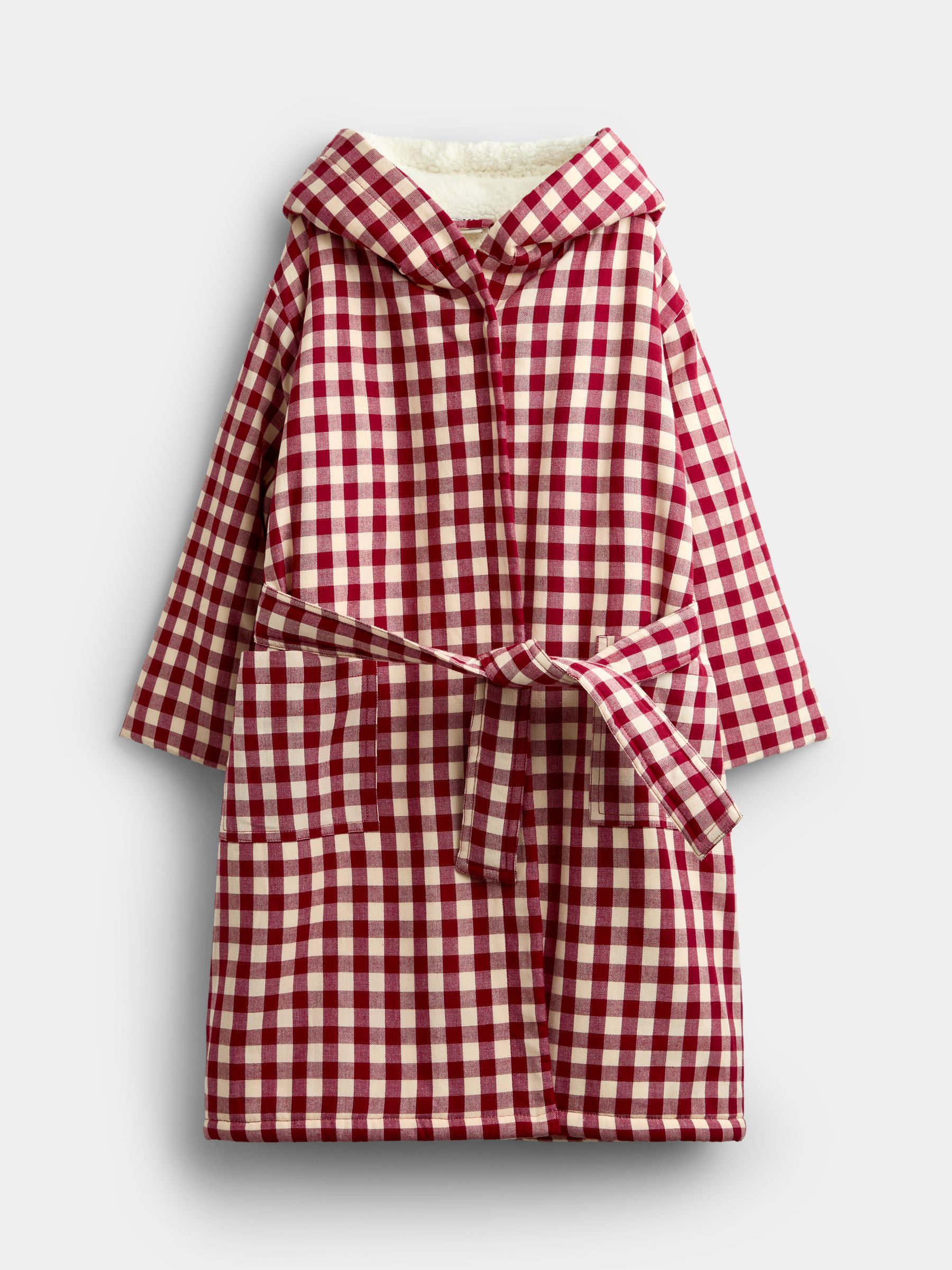 Burgundy Gingham Dressing Gown - Image 1 of 4 Burgundy Gingham Dressing Gown - Image 1 of 4