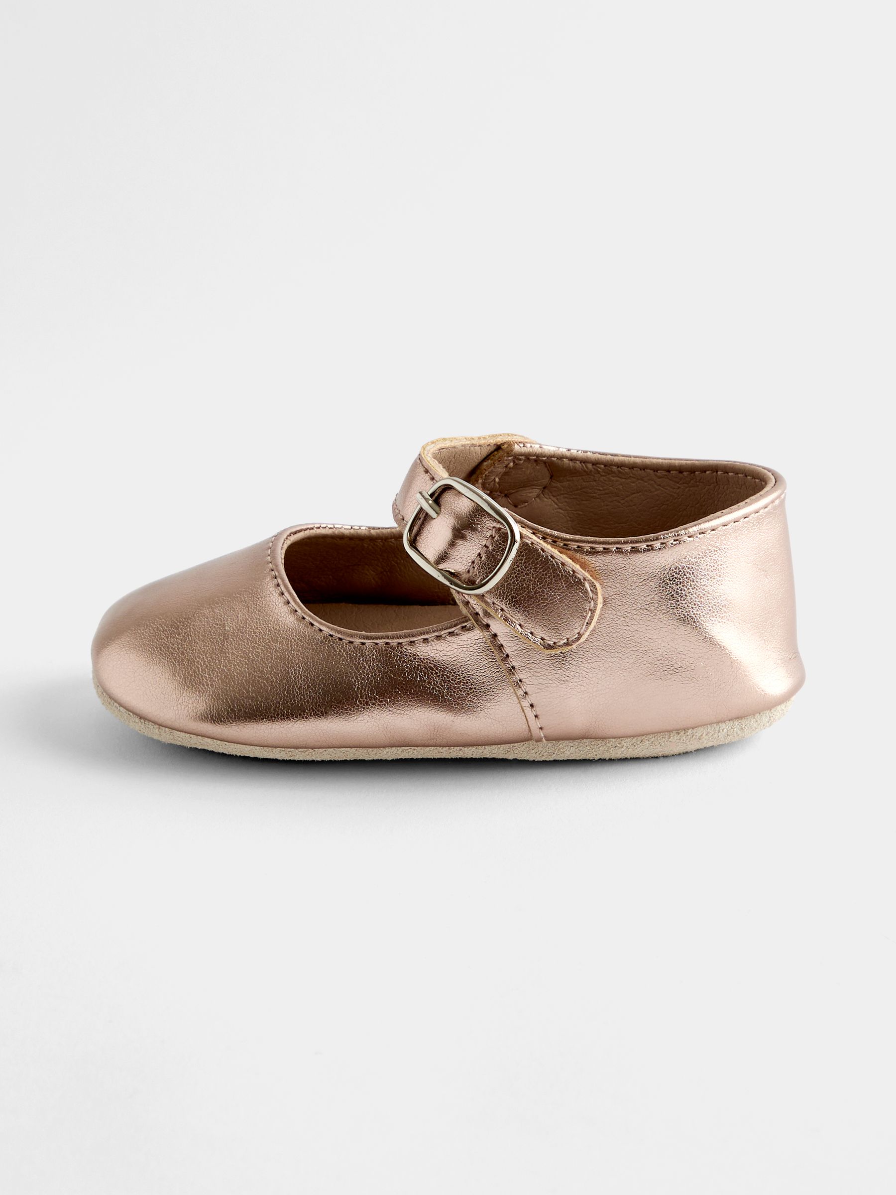 Metallic Gold Bow Pram Shoes - Image 2 of 3