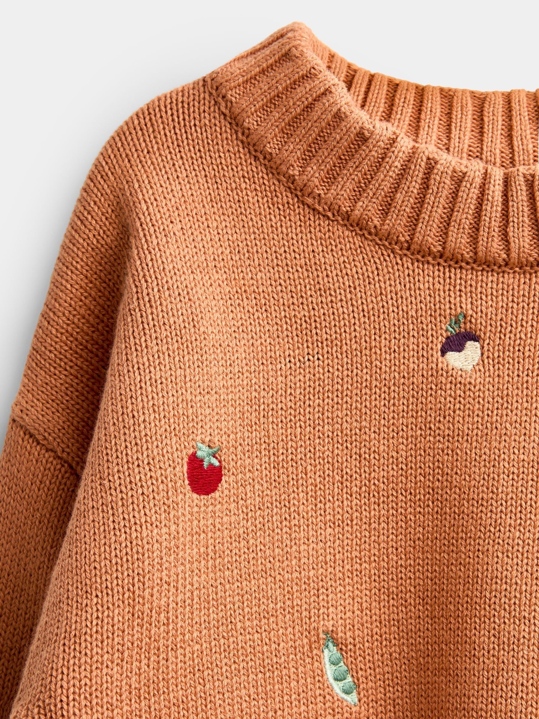Rust Orange Harvest Embroidered Knitted Jumper - Image 3 of 4