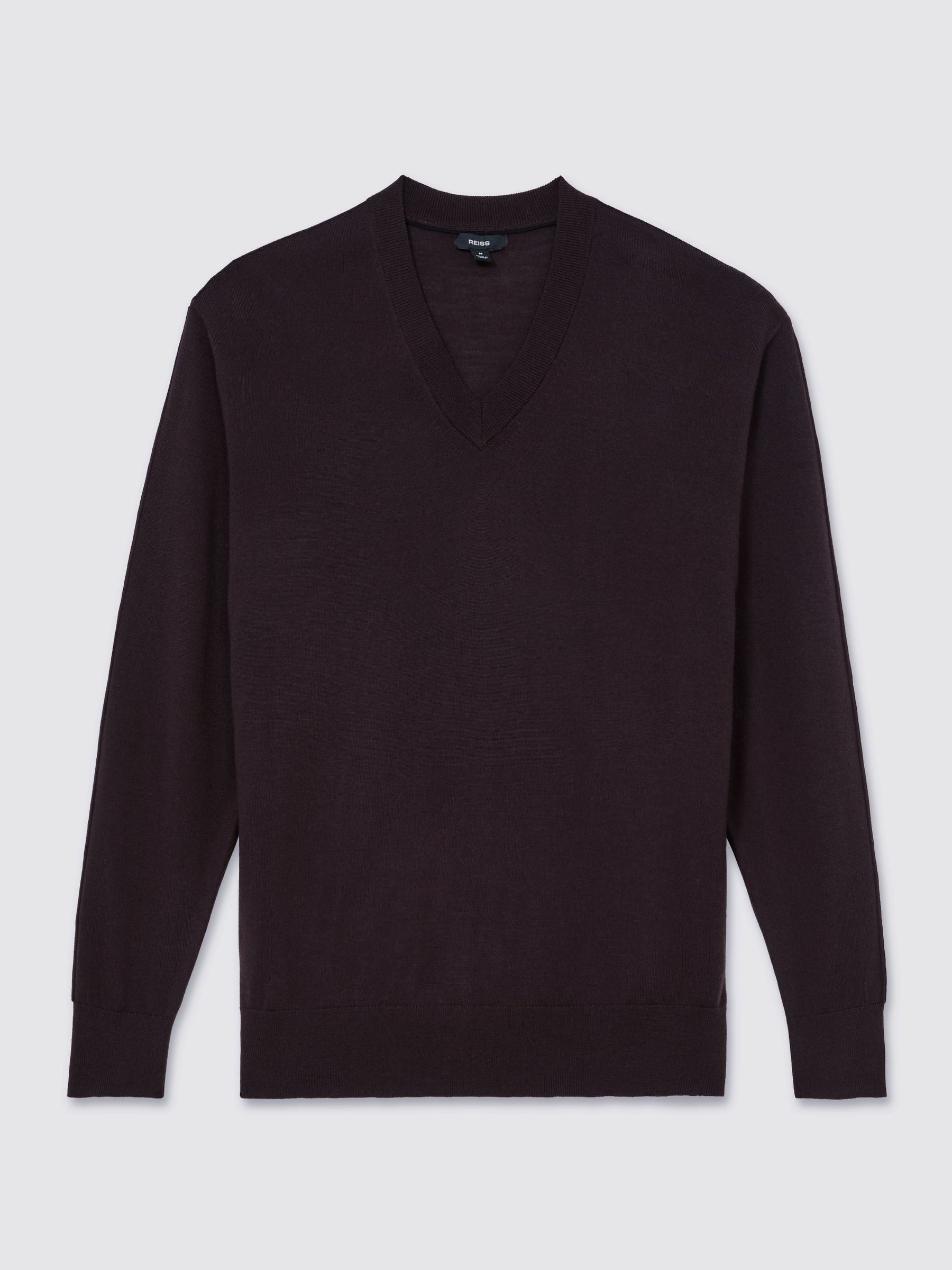 Merino Wool V-Neck Jumper in Bitter Brown - Obrázek 2 z 7
