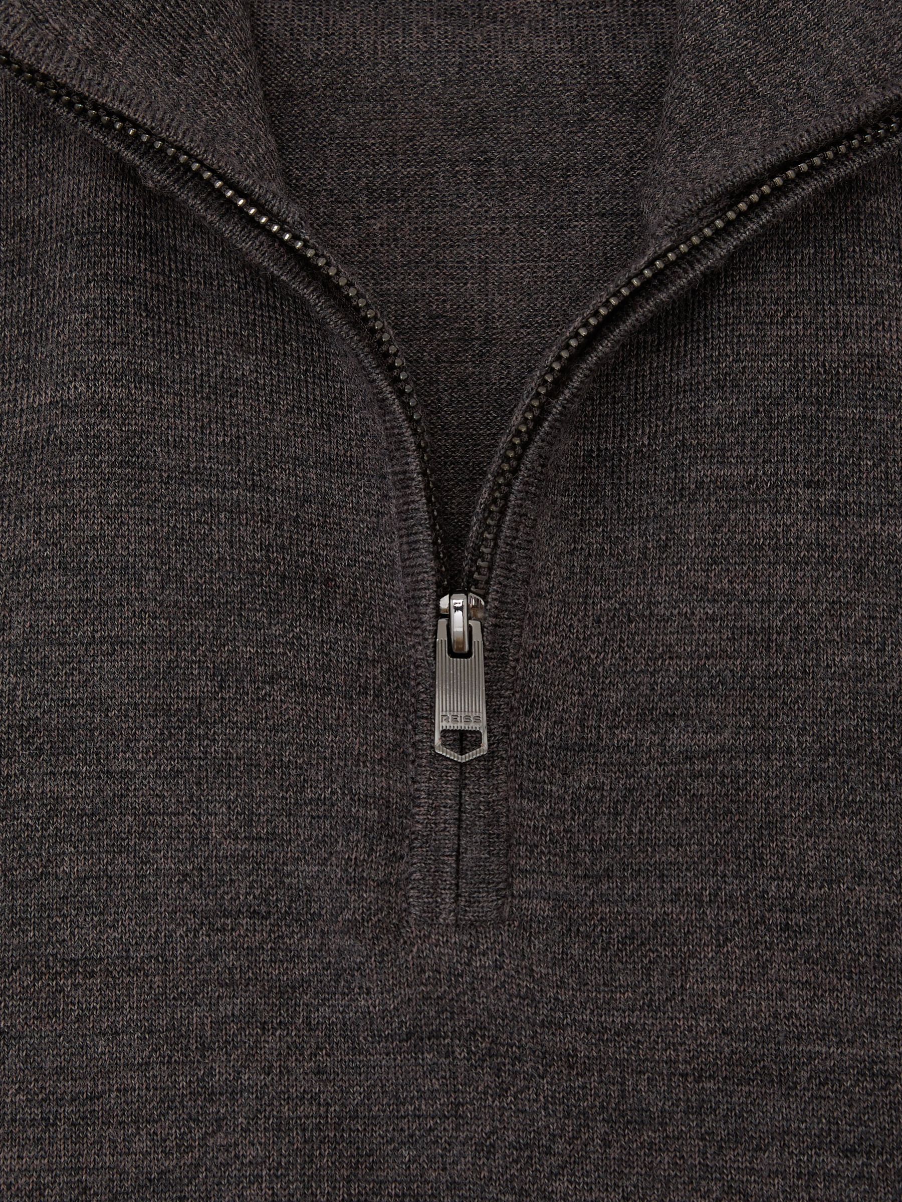 Merino Wool Half-Zip Funnel-Neck Jumper in Dark Wicker Brown - Image 6 of 6