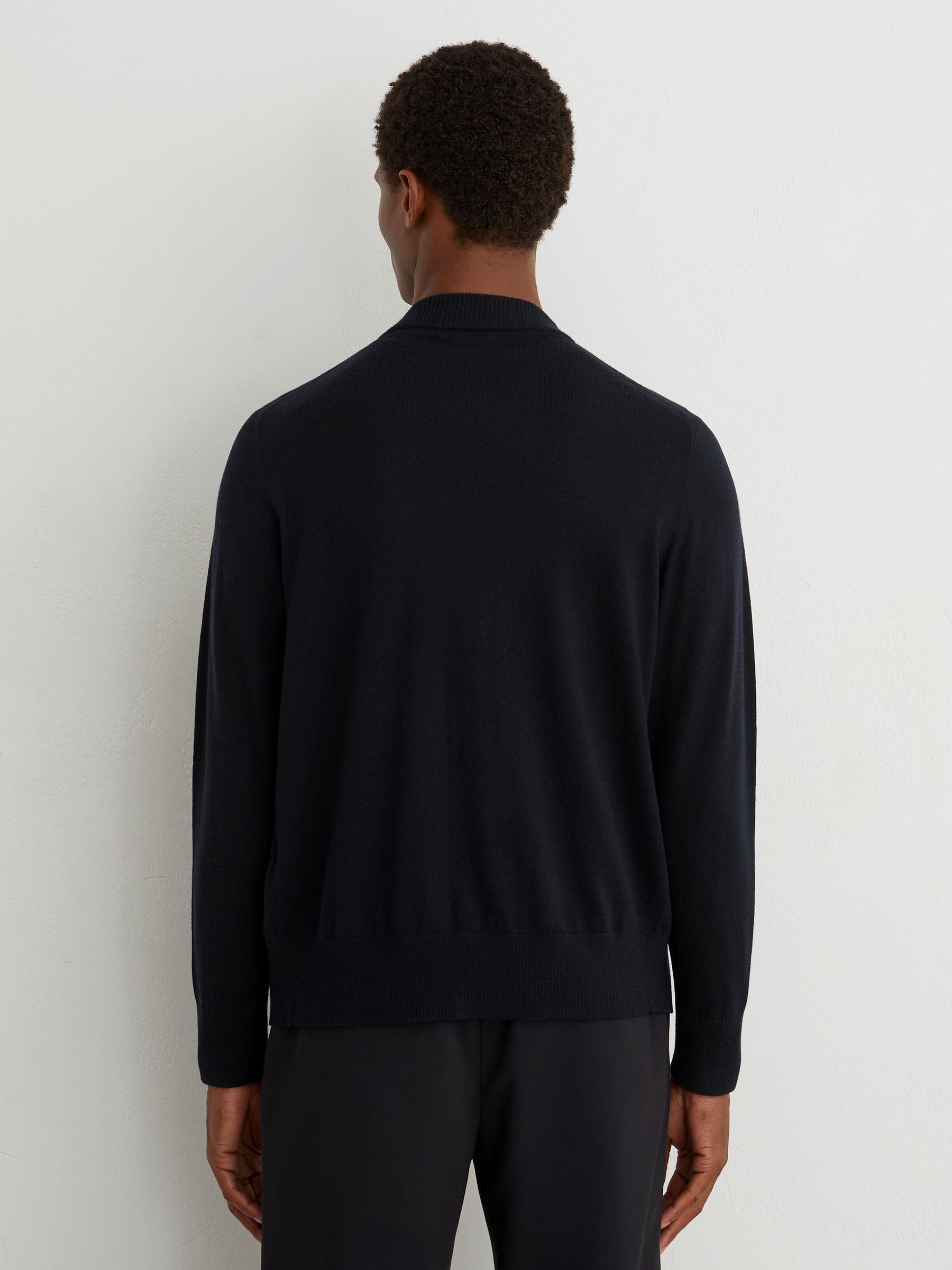 Merino Wool V-Neck Cardigan in Navy - Image 5 of 7