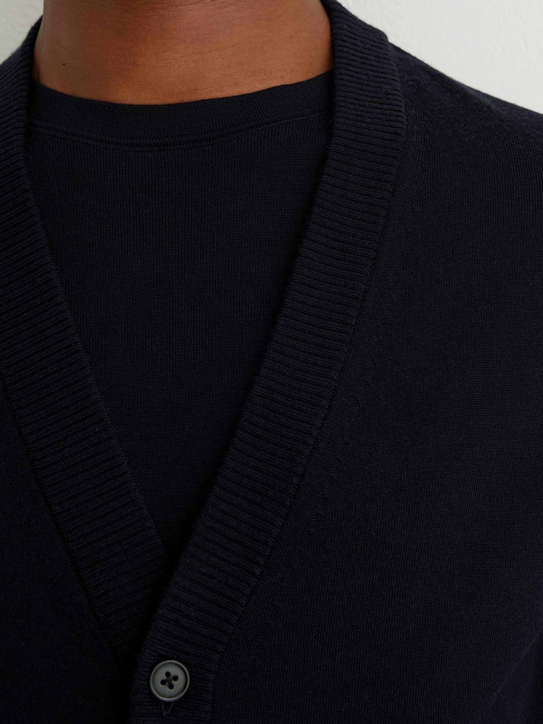 Merino Wool V-Neck Cardigan in Navy - Image 6 of 7