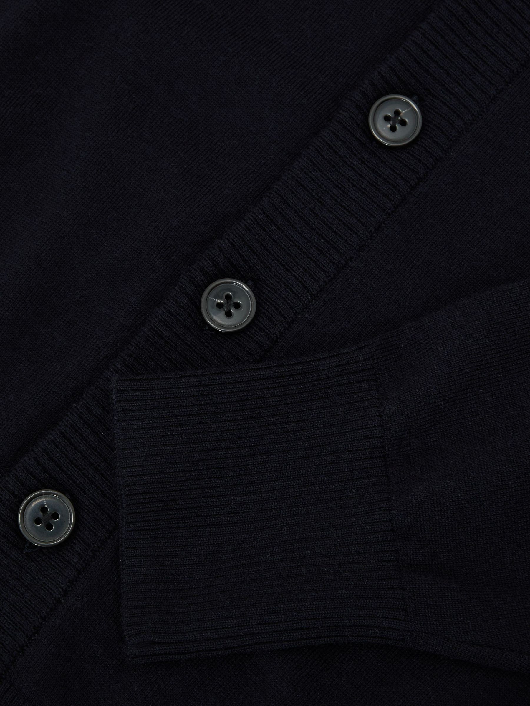 Merino Wool V-Neck Cardigan in Navy - Image 7 of 7