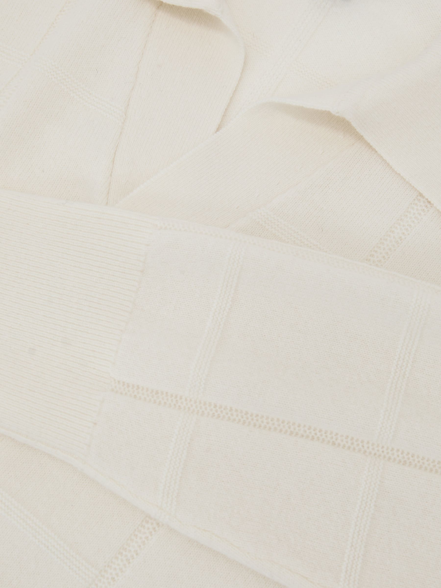 Wool Square-Textured Open-Collar Polo Jumper in White - 圖片 6/6
