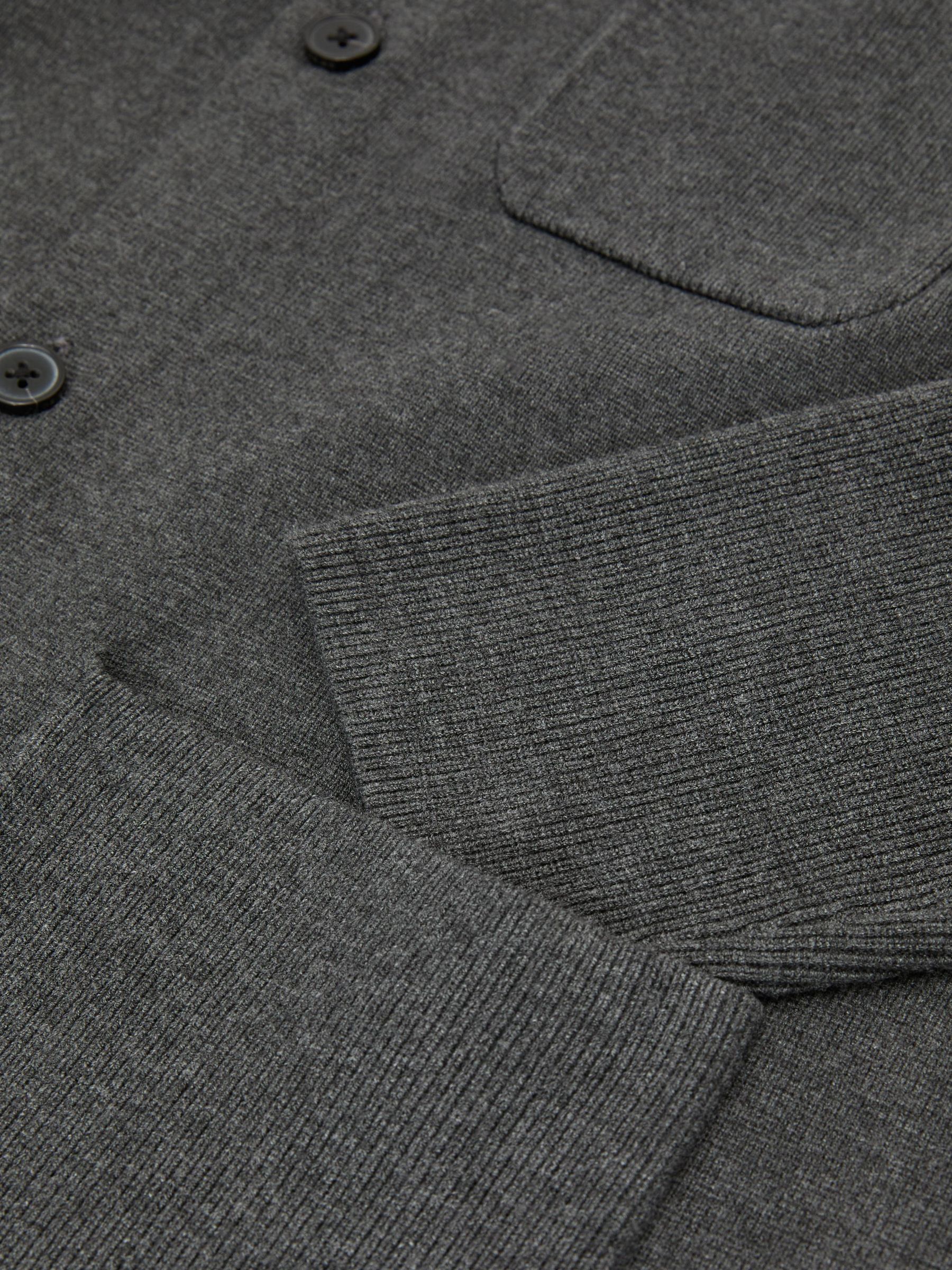 Rib-Knit Detail Button-Through Cardigan in Charcoal Grey - Image 6 of 6