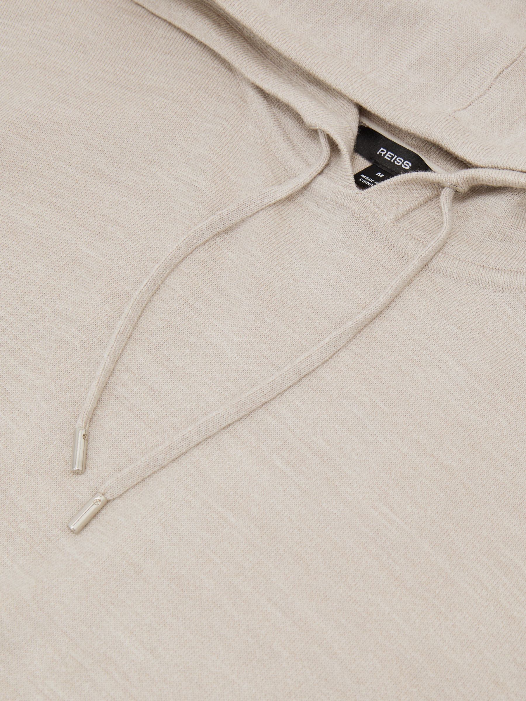 Merino Wool Drawstring Hoodie in Stone Mouline - Image 6 of 6