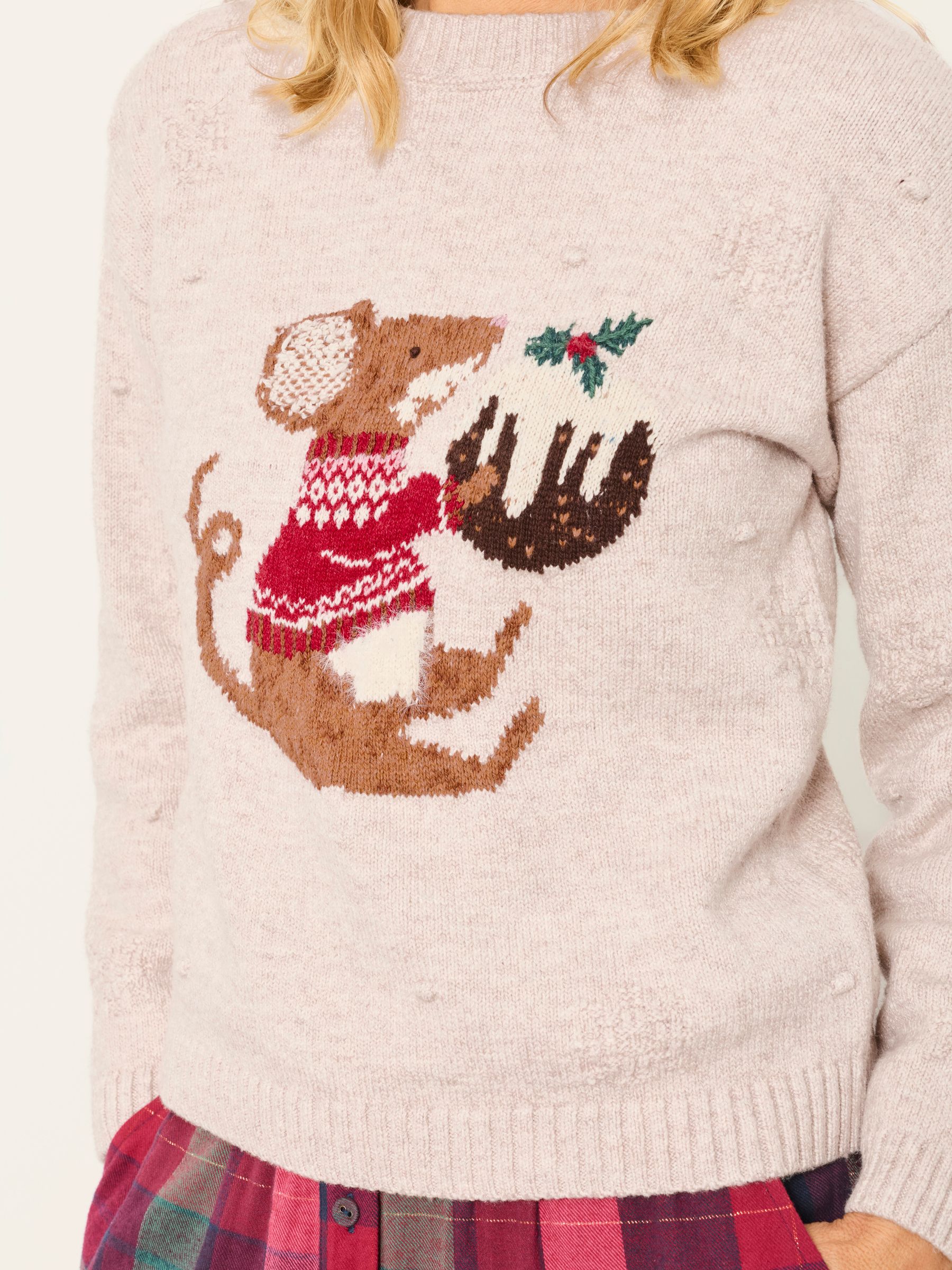 Shelter Oatmeal Christmas Pudding Mouse Jumper - Image 4 of 5