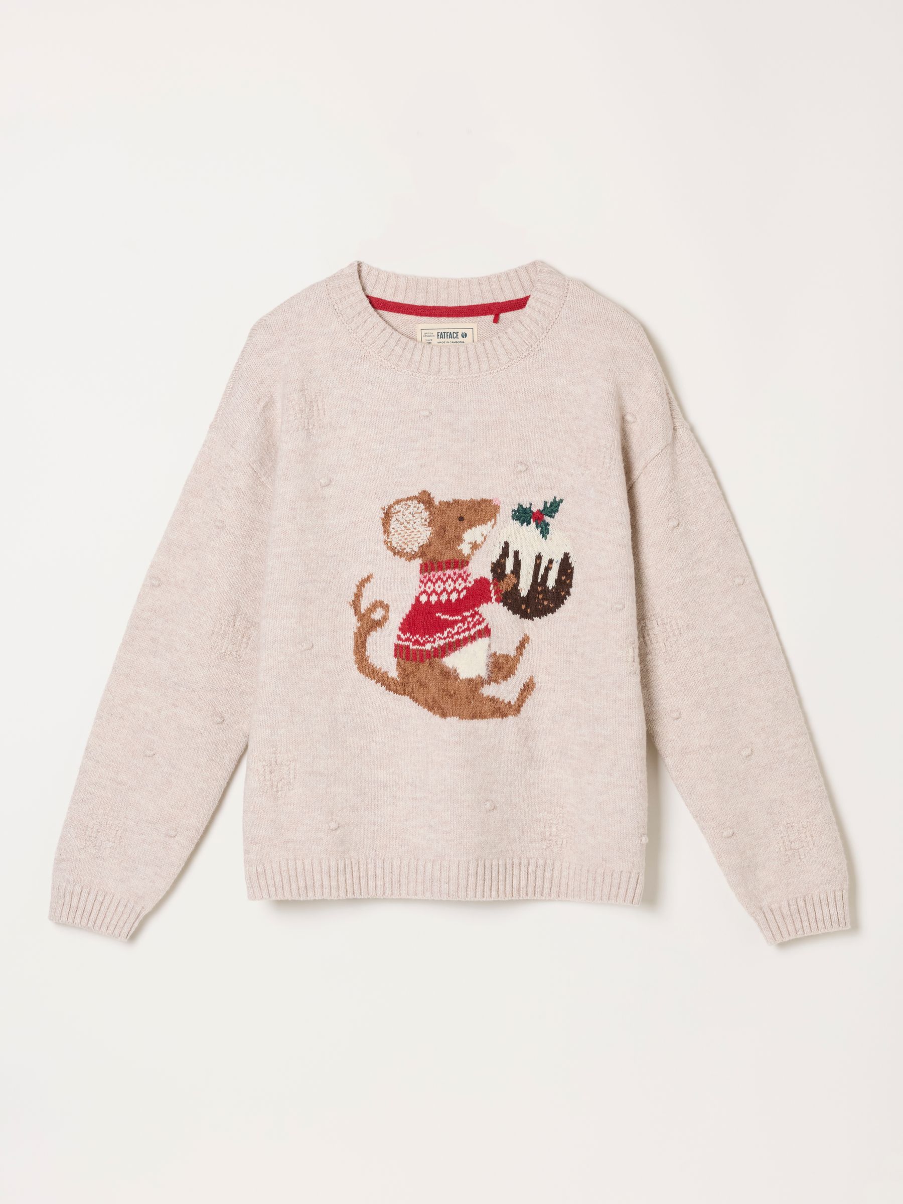 Shelter Oatmeal Christmas Pudding Mouse Jumper - Image 5 of 5