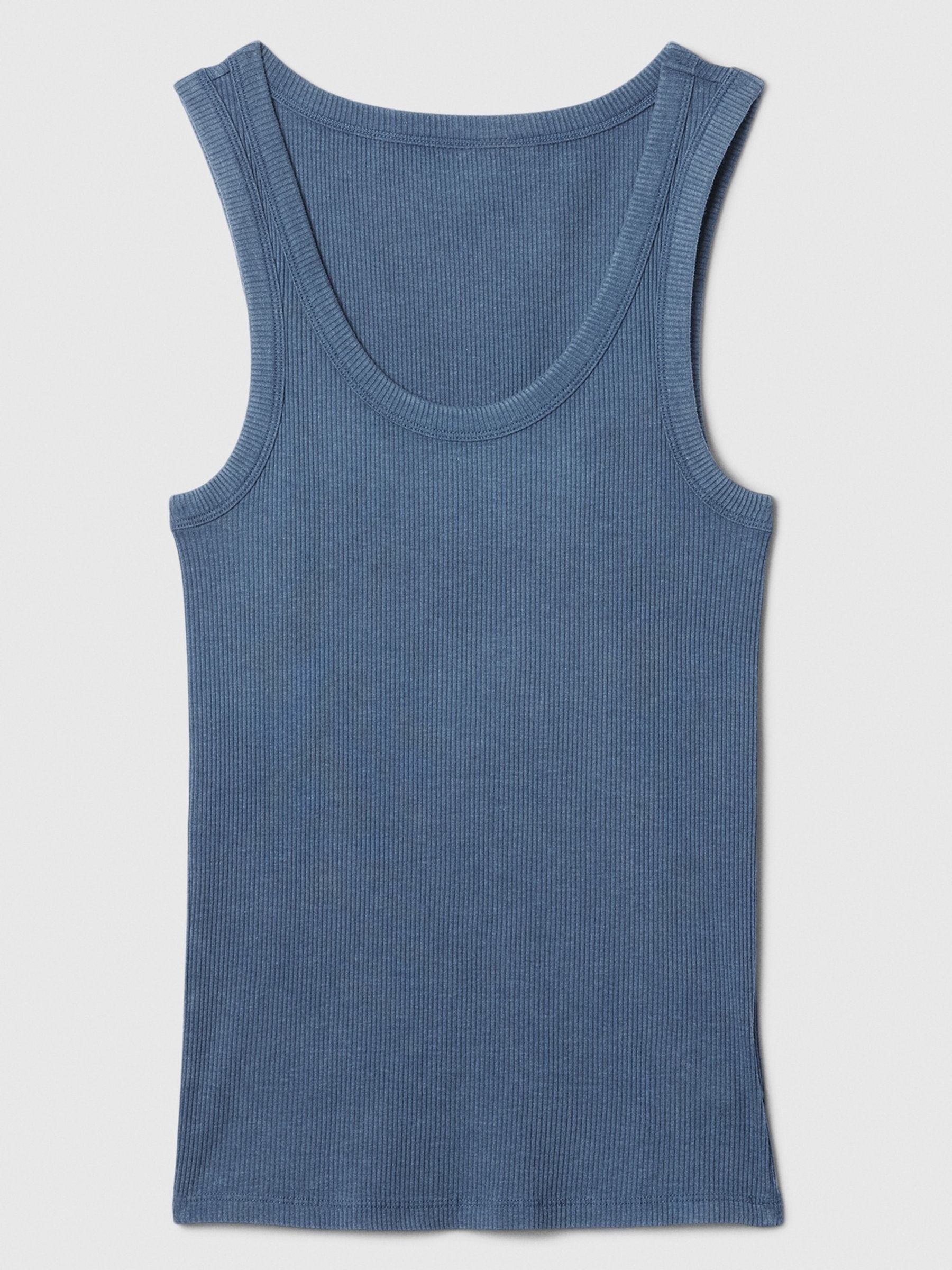Blue Soft Ribbed Sleeveless Vest Top - Image 5 of 5