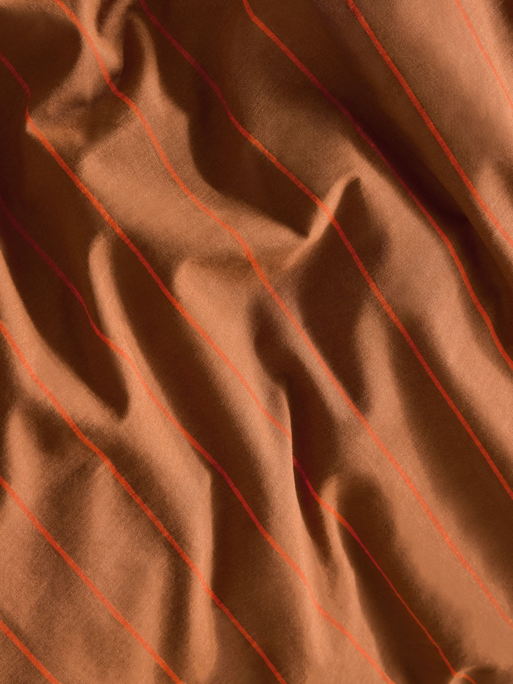 Kyria Fine Stripe 100% Washed Cotton Bedset in Caramel Brown - Image 4 of 5