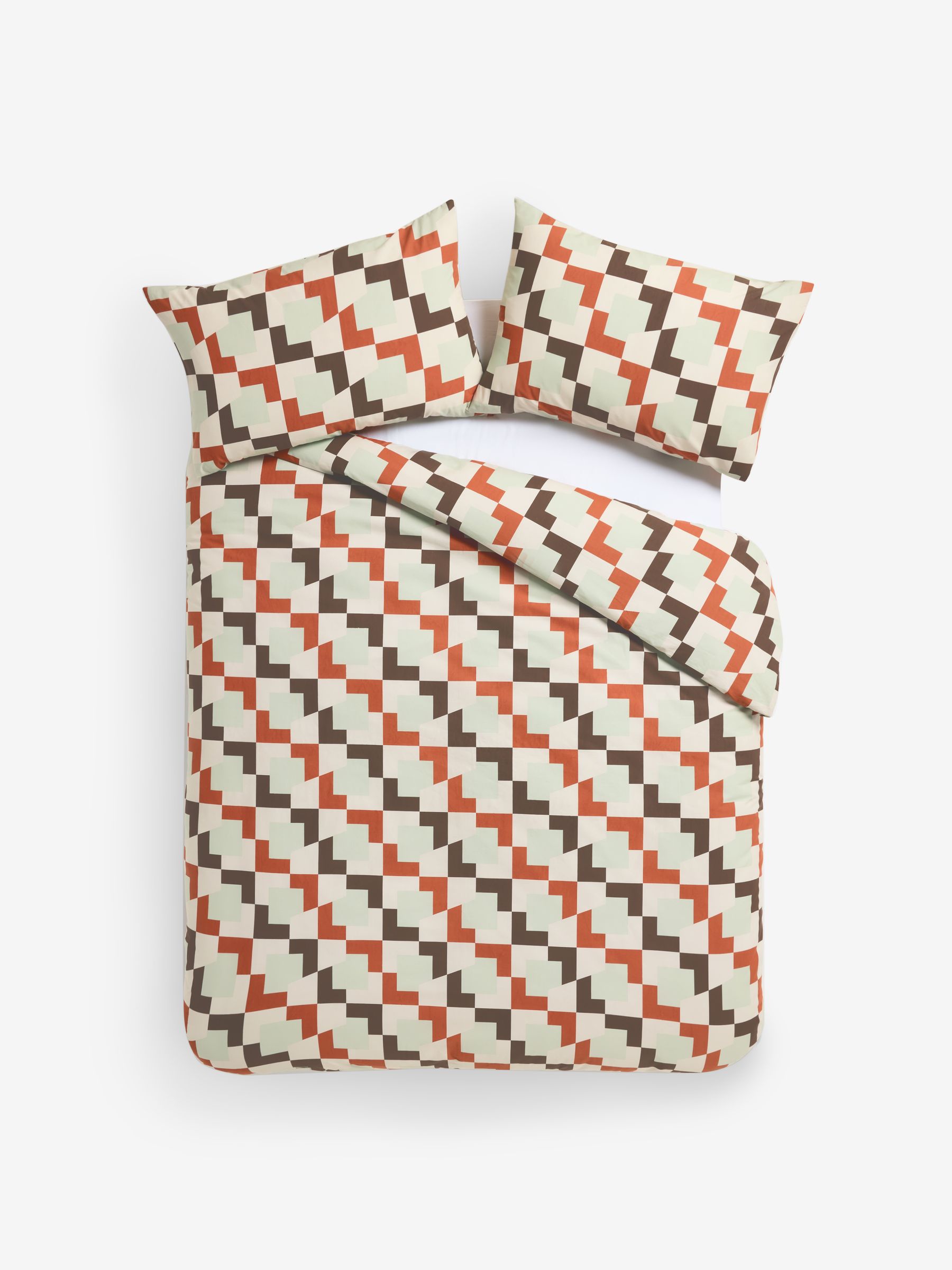 Romilly Geo 180 Thread Count Bed Set in Rust Brown - Image 4 of 4