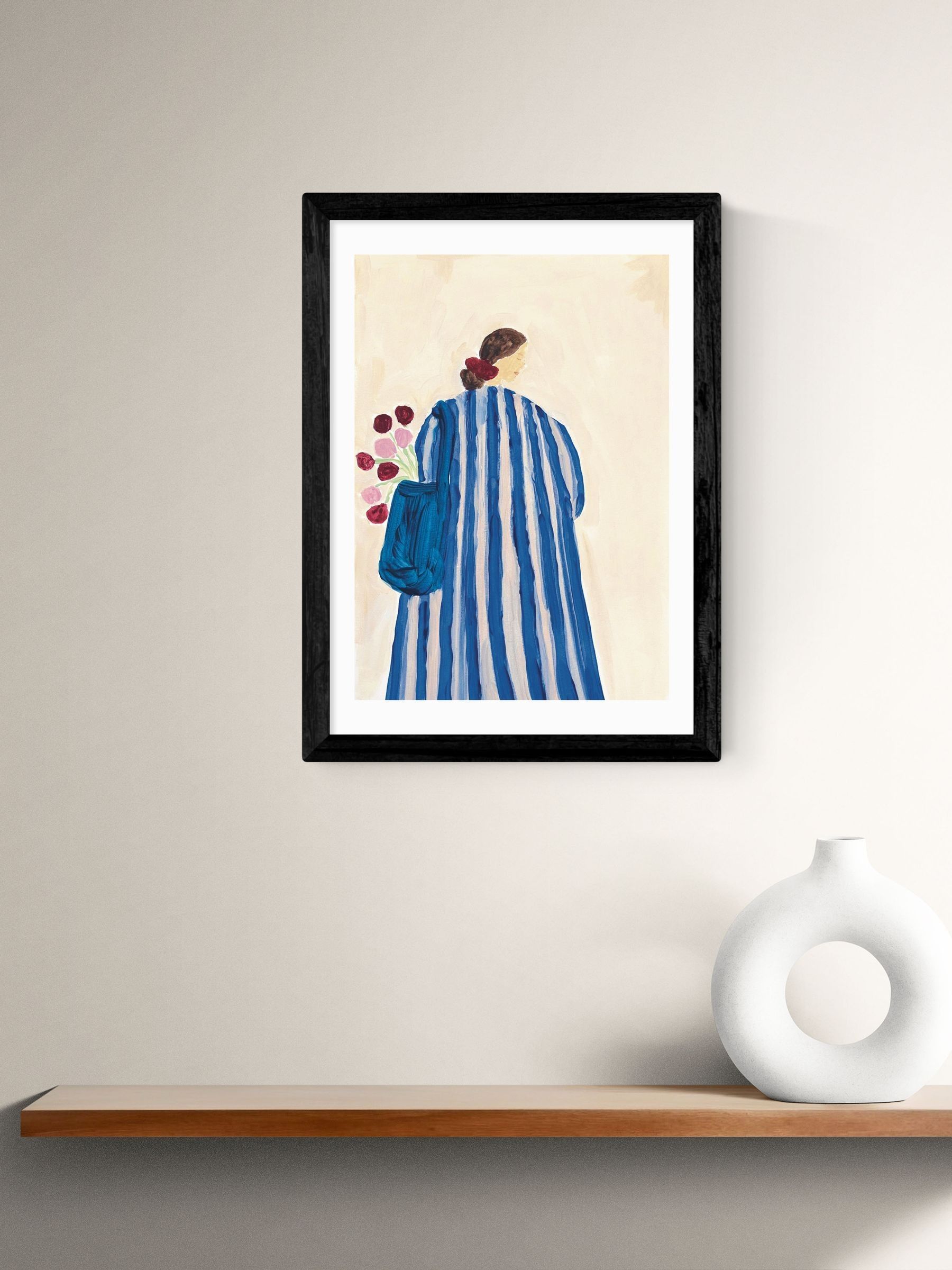 East End Prints Black Lady With Flowers Wall Art Print by She Snacks and Paints - Image 1 of 2 East End Prints Black Lady With Flowers Wall Art Print by She Snacks and Paints - Image 1 of 2