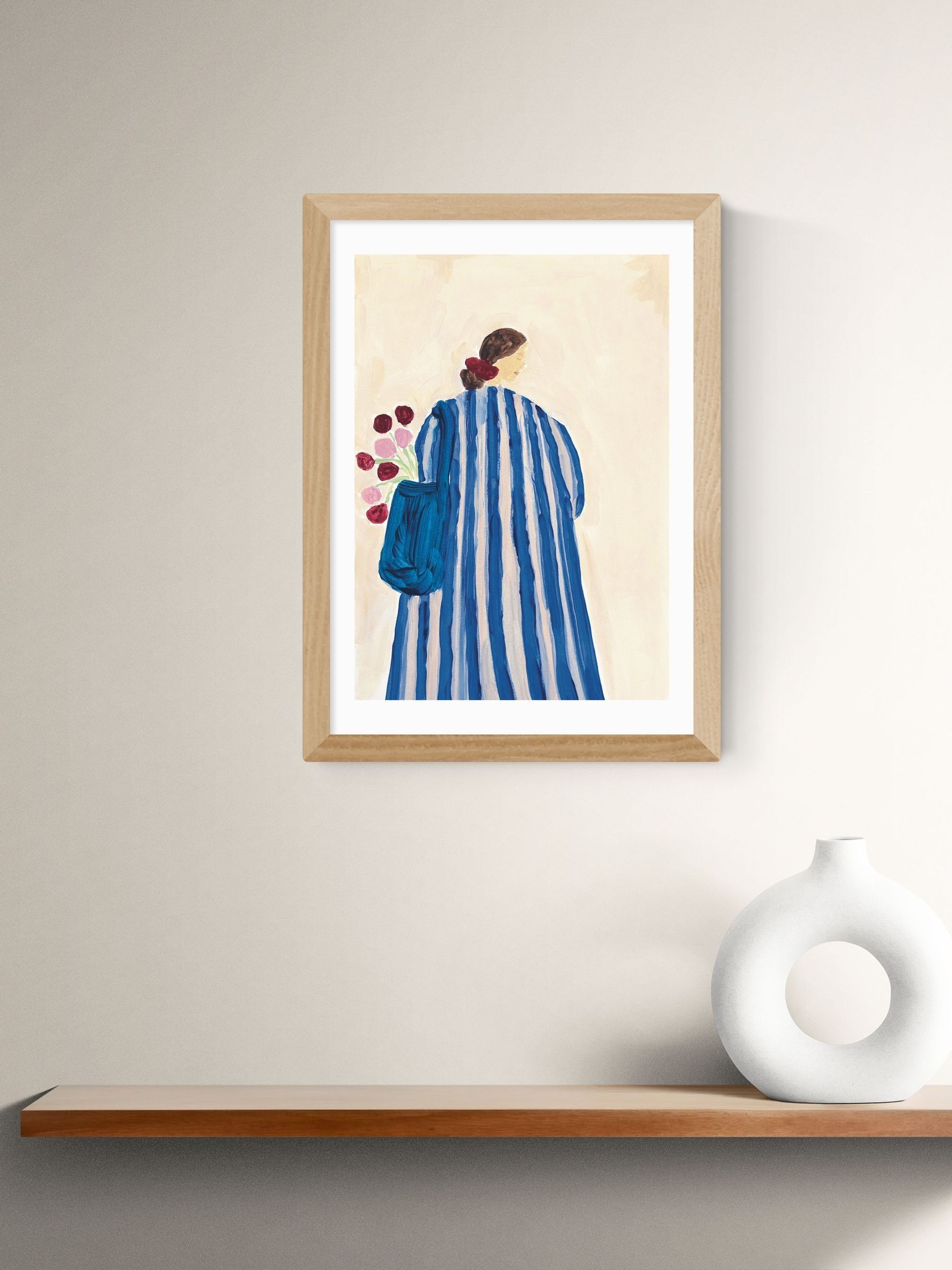 East End Prints Oak Lady With Flowers Wall Art Print by She Snacks and Paints - Image 1 of 2