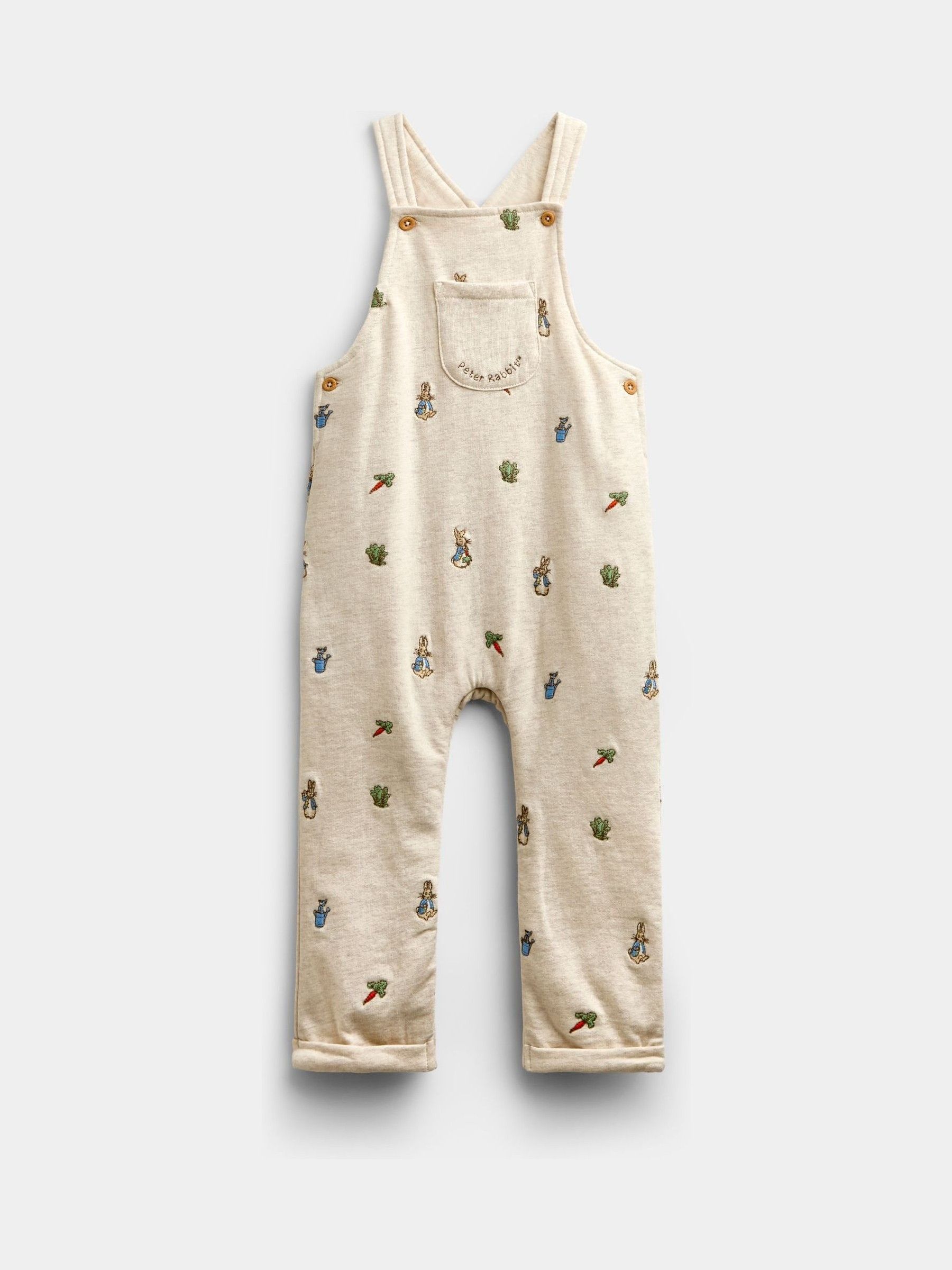 Natural Peter Rabbit™ Embroidered Dungaree & Bodysuit Set - Image 2 of 6 Natural Peter Rabbit™ Embroidered Dungaree & Bodysuit Set - Image 2 of 6