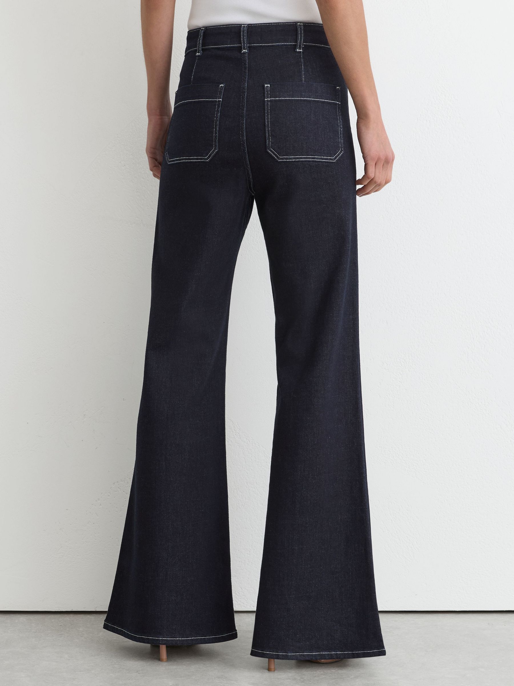 Petite Patch-Pocket Flared Jeans in Indigo Blue - Image 5 of 7