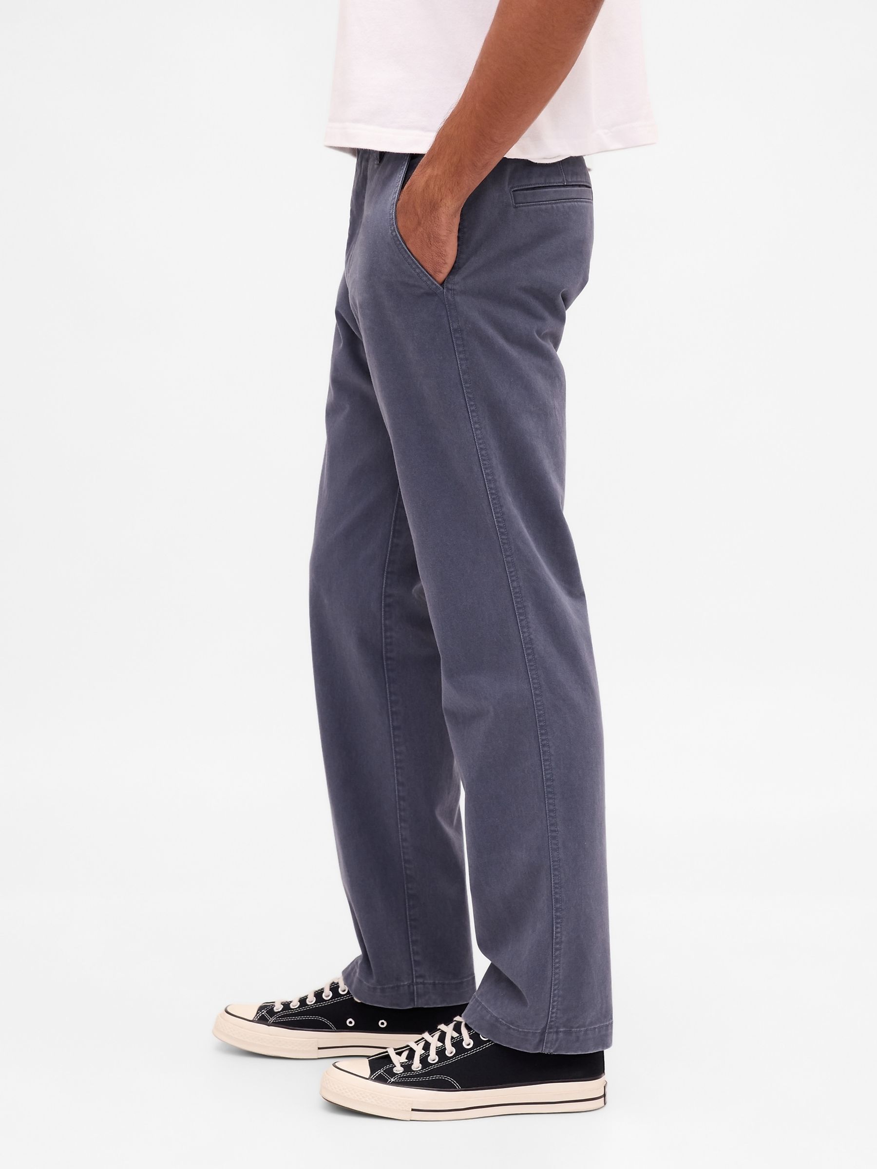 Blue Heavyweight Twill Relaxed Straight Chinos - Image 3 of 5