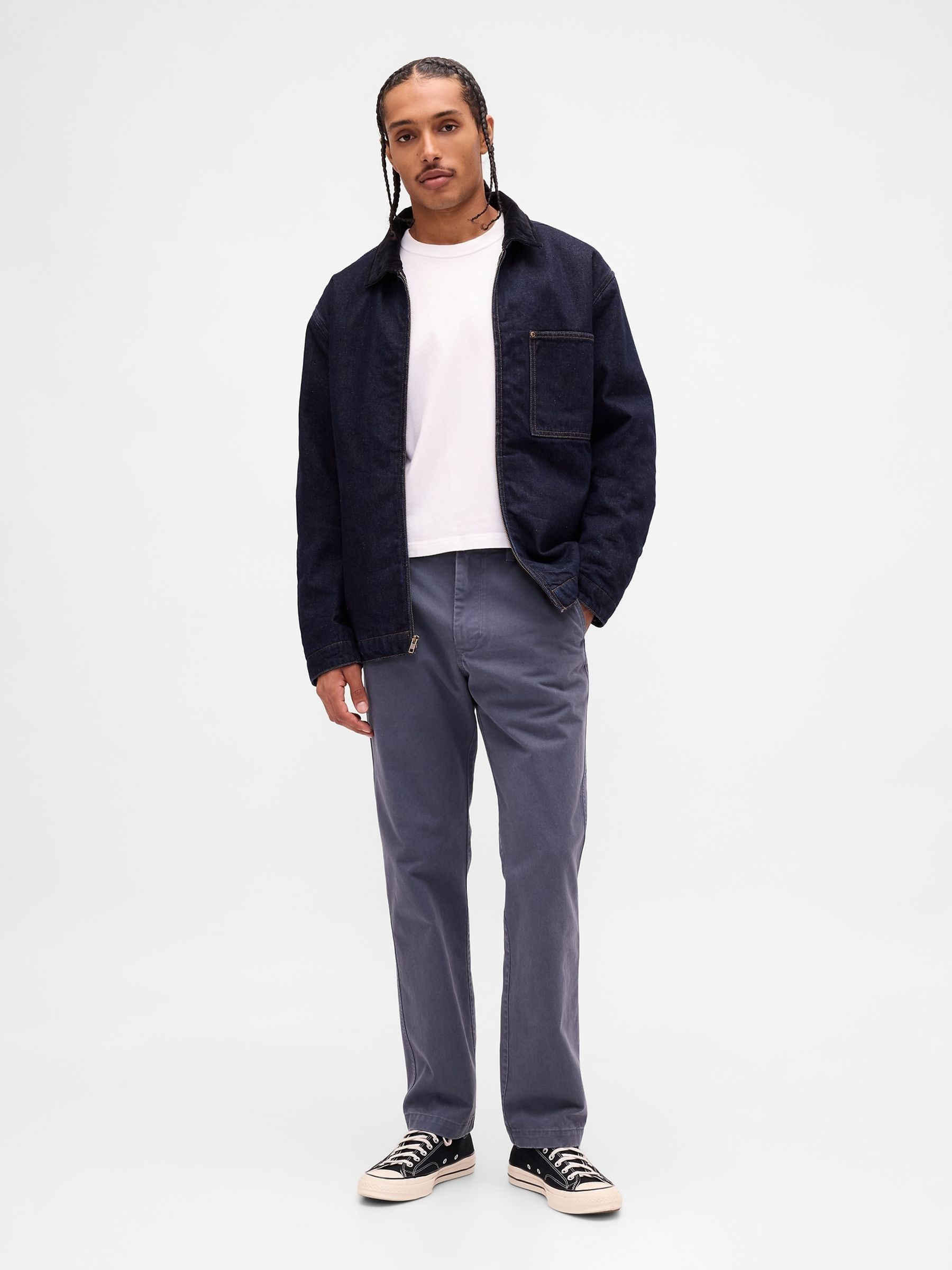 Blue Heavyweight Twill Relaxed Straight Chinos - Image 4 of 5