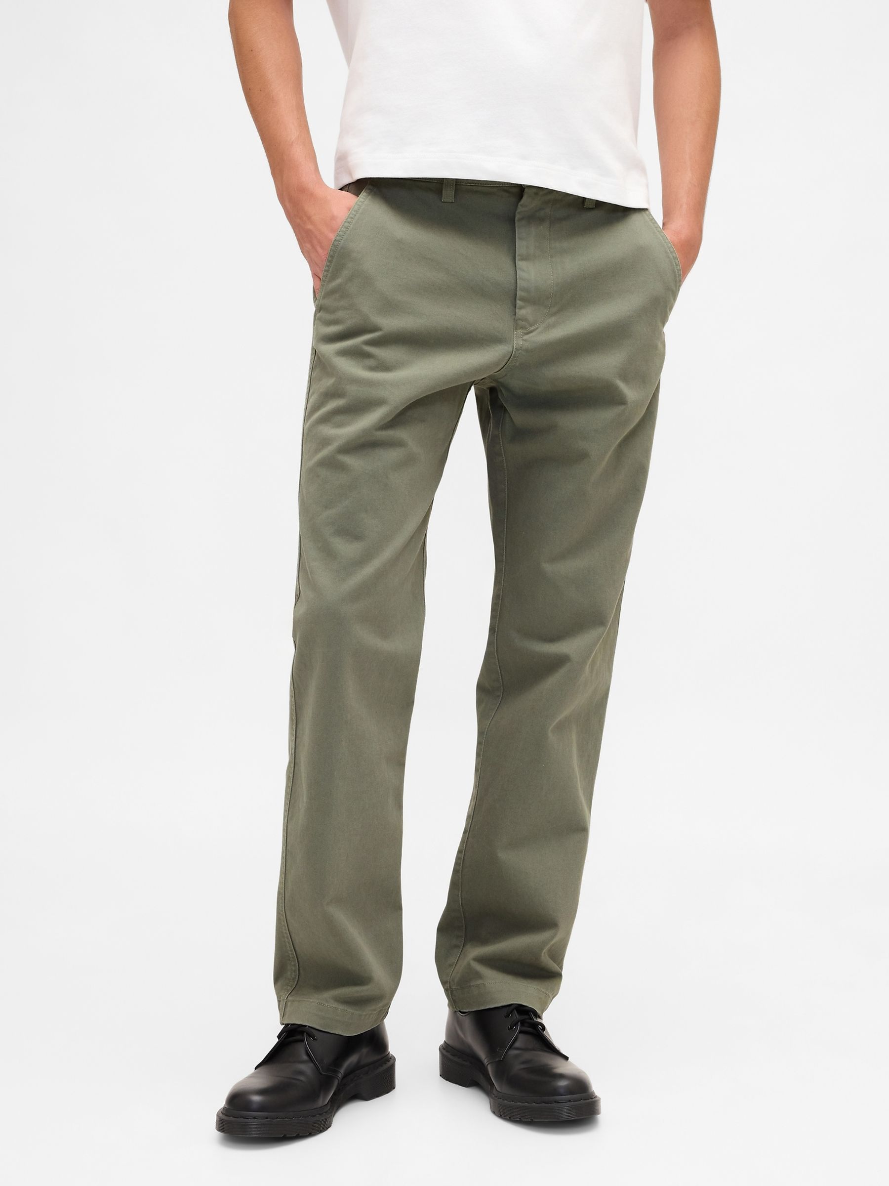 Green Heavyweight Twill Relaxed Straight Chinos - Image 1 of 5