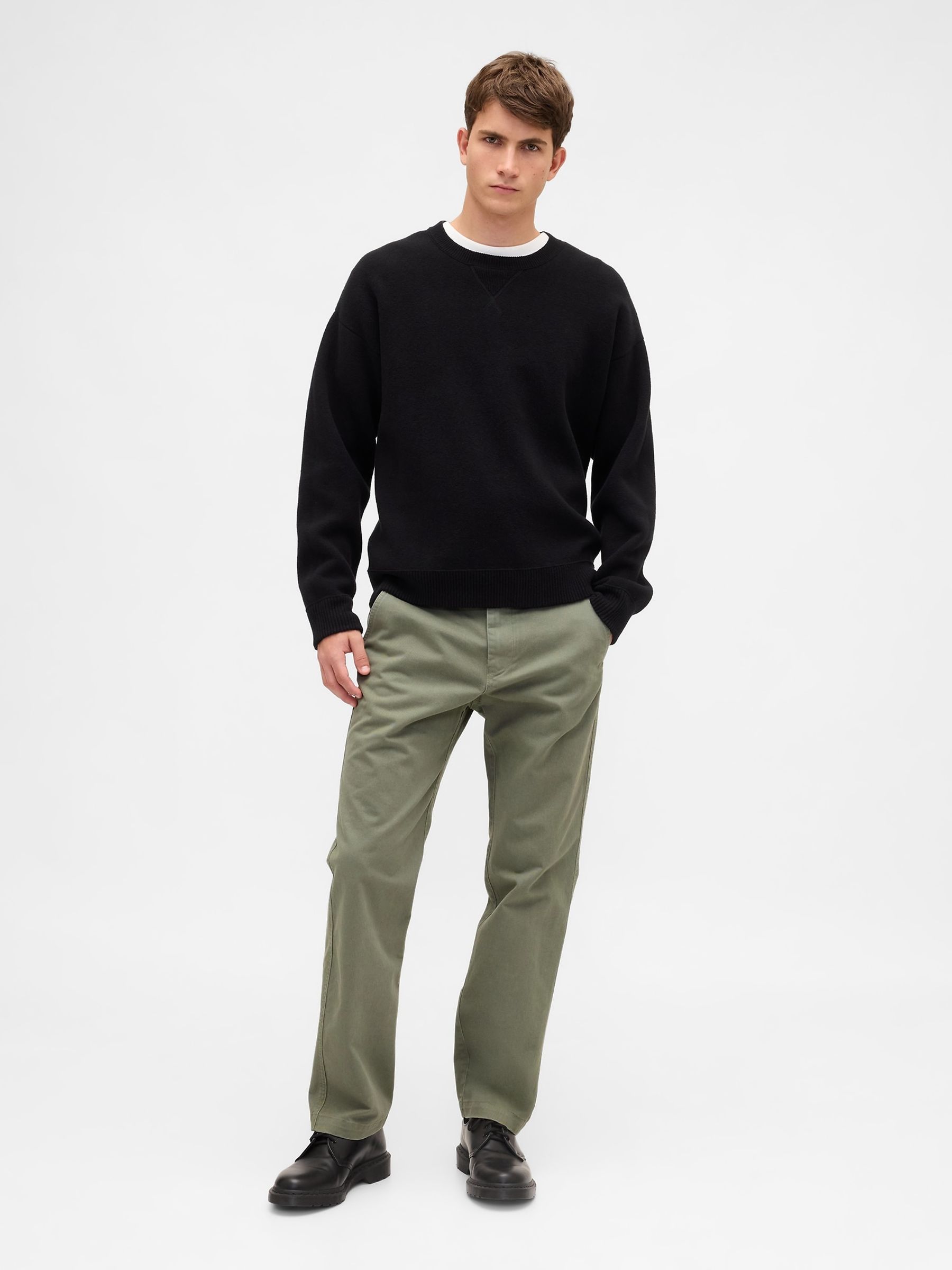 Green Heavyweight Twill Relaxed Straight Chinos - Image 4 of 5