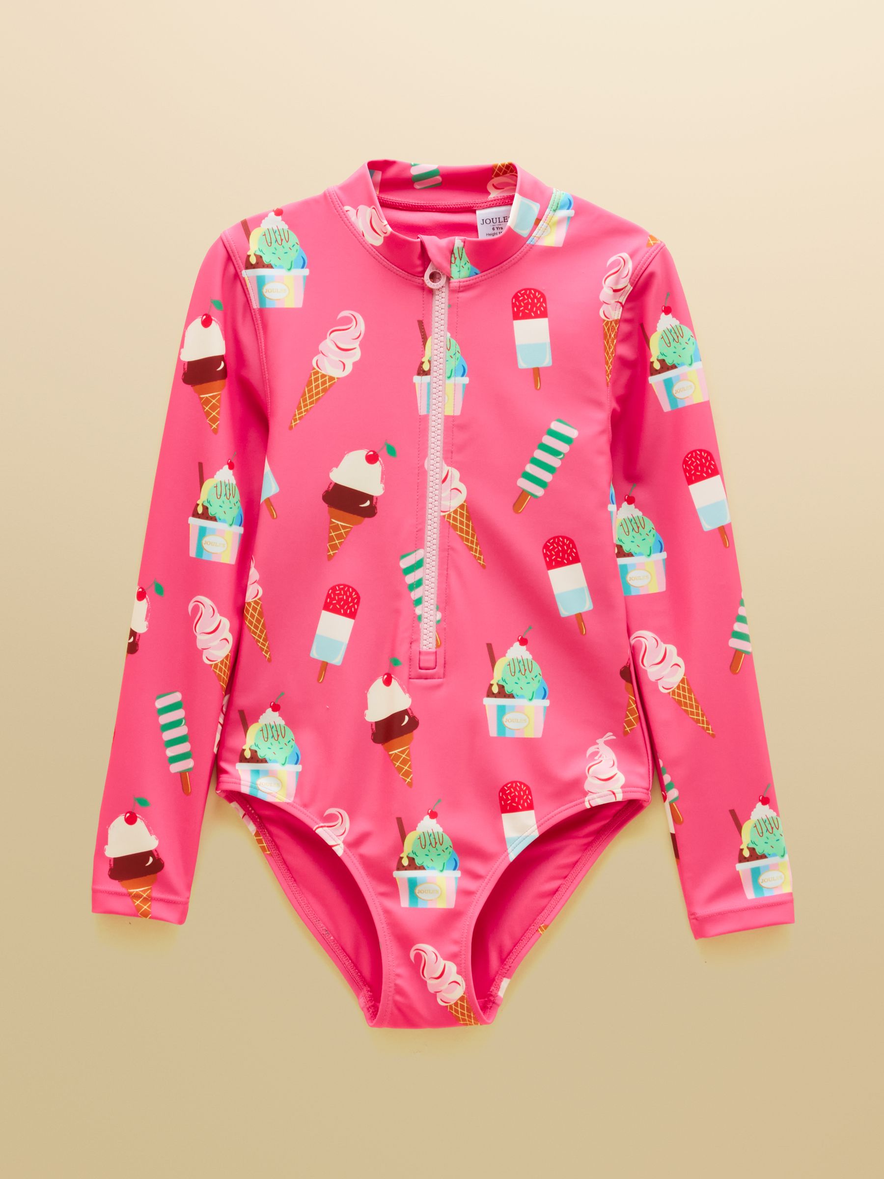Girls' Pink Ice Cream Long Sleeve Sunsafe Swimsuit - Image 1 of 4