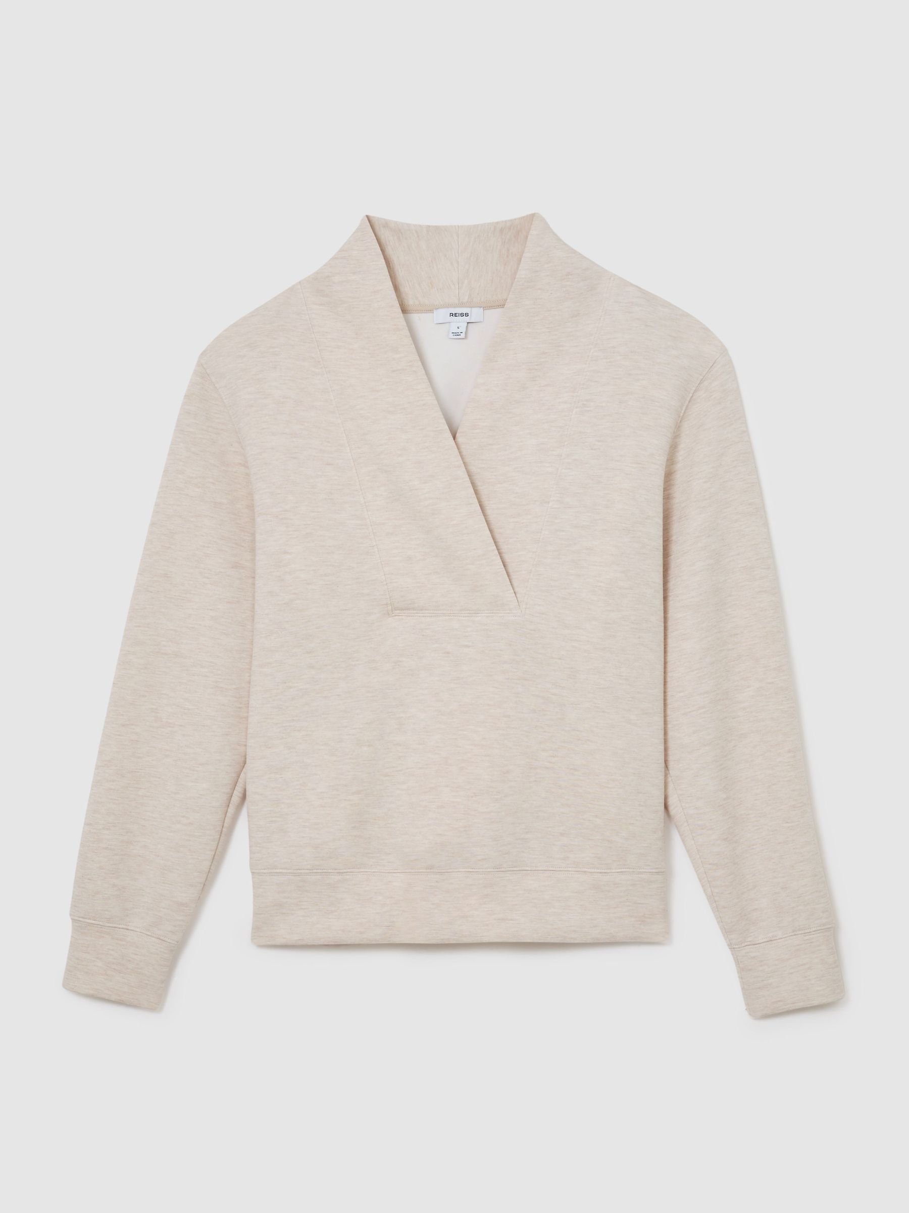 Premium Interlock Shawl-Neck Sweatshirt in Neutral Marl - Image 2 of 6