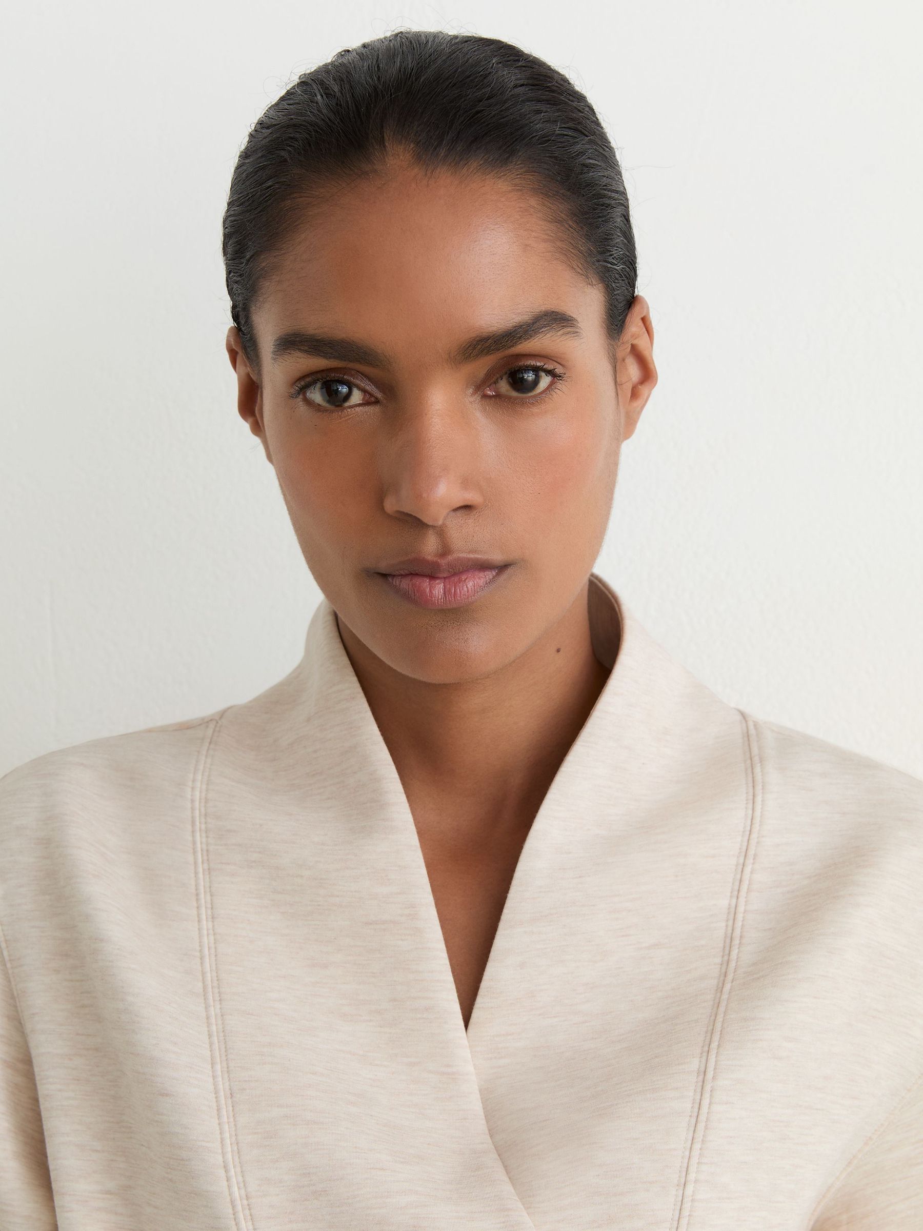 Premium Interlock Shawl-Neck Sweatshirt in Neutral Marl - Image 3 of 6