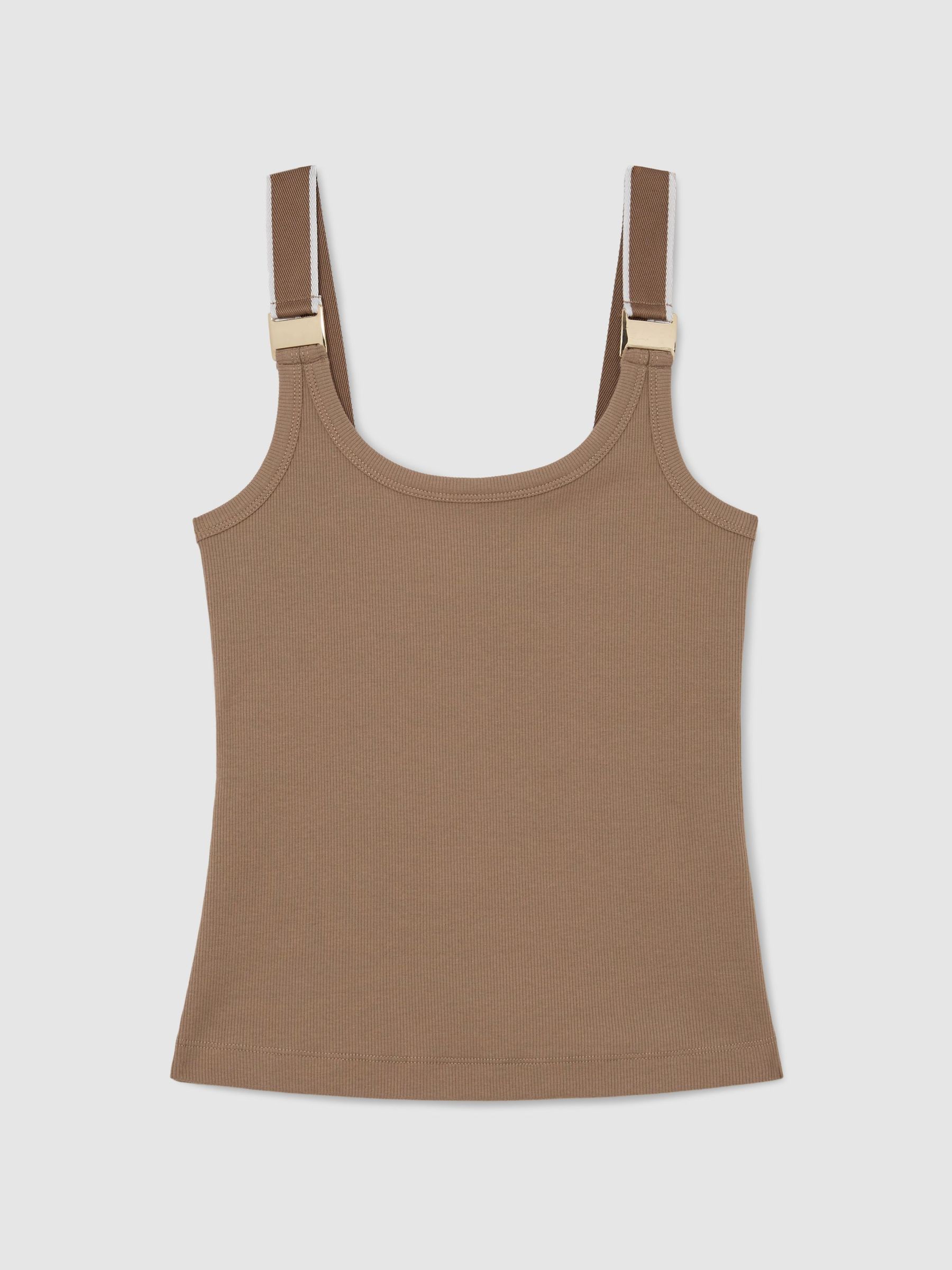 Stretch-Cotton Hardware-Detail Vest in Camel/Ivory - Image 2 of 6