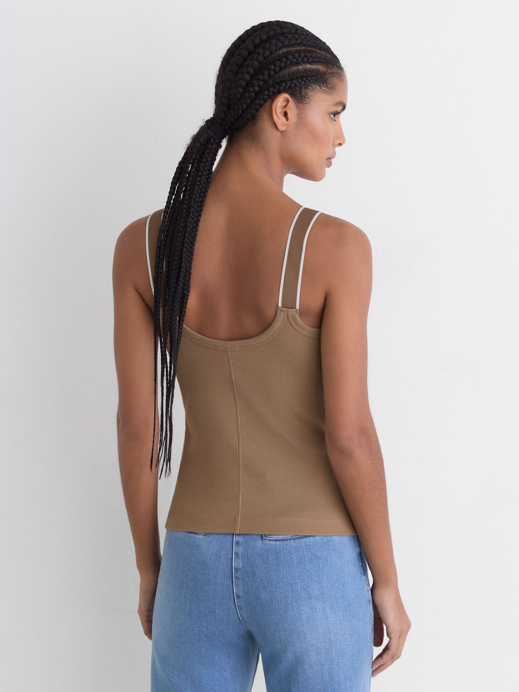 Stretch-Cotton Hardware-Detail Vest in Camel/Ivory - Image 4 of 6