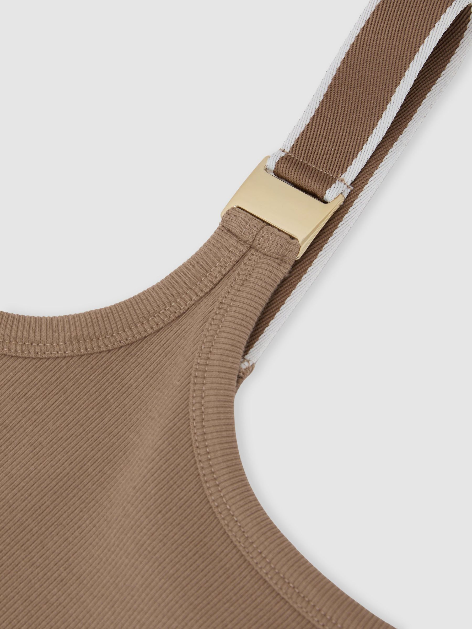 Stretch-Cotton Hardware-Detail Vest in Camel/Ivory - image 3