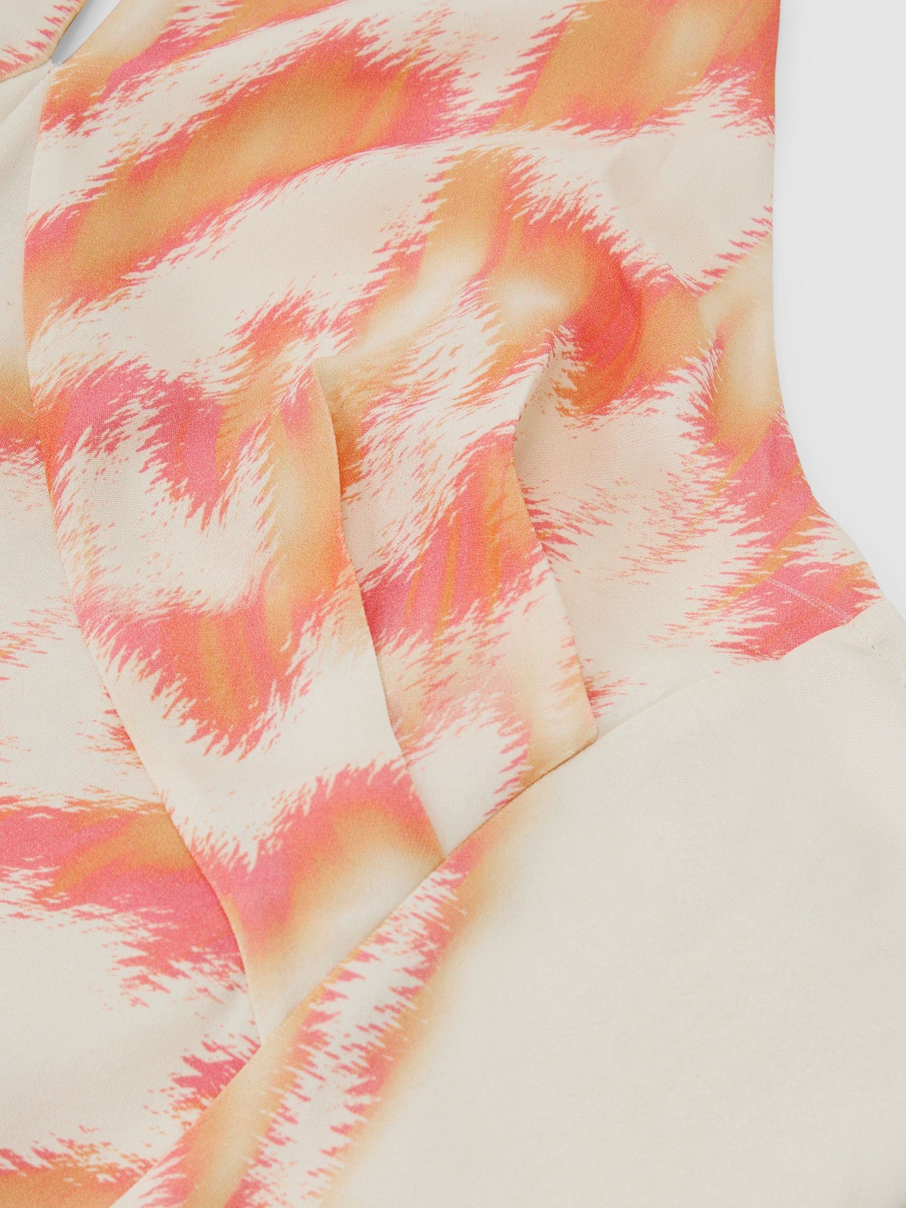 Printed Halterneck Maxi Dress in Coral Orange - Image 7 of 7