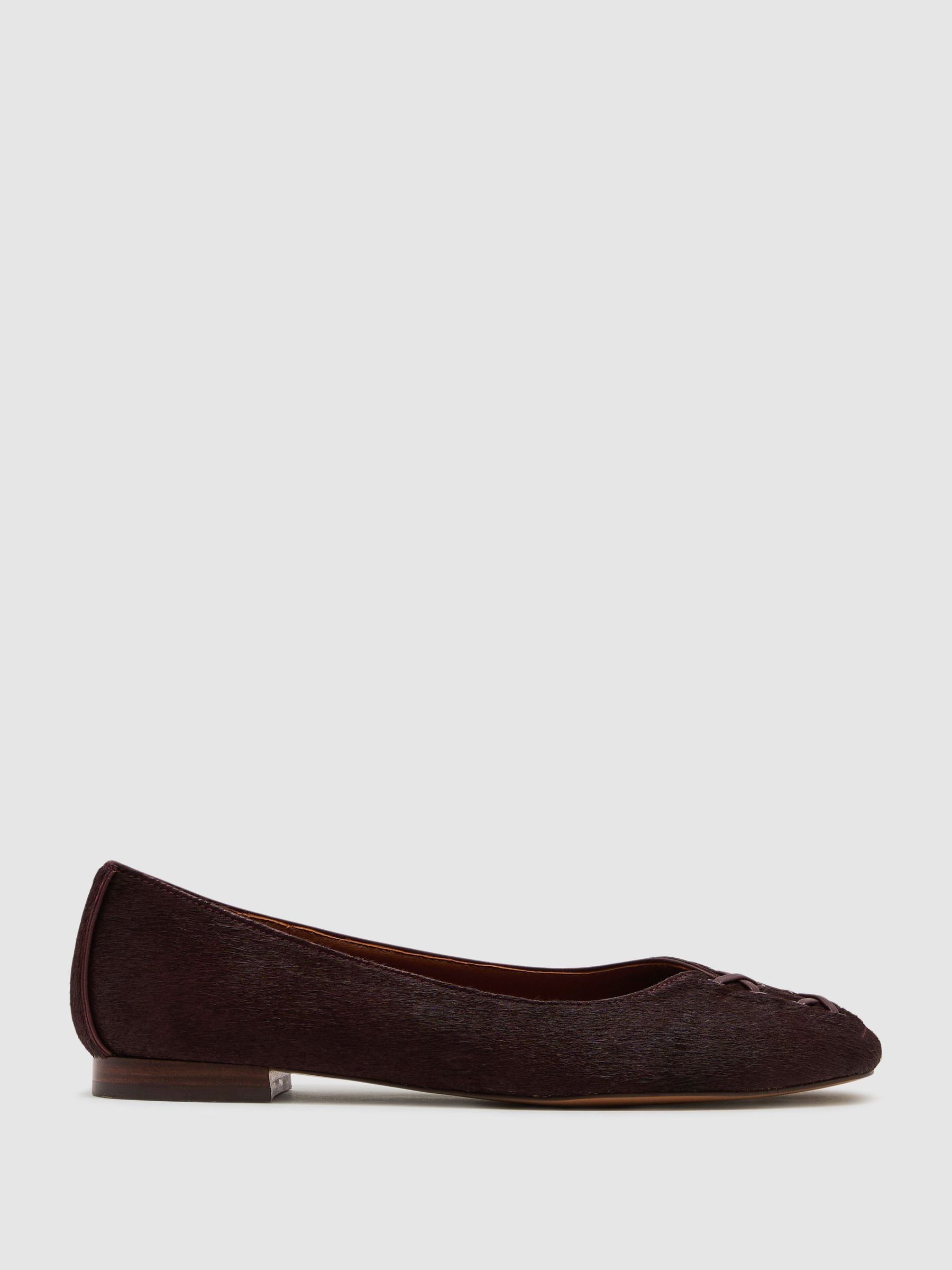 Reiss Adrianna Pony Hair-Effect Leather Lace-Up Ballet Flats - صورة 2 من 6