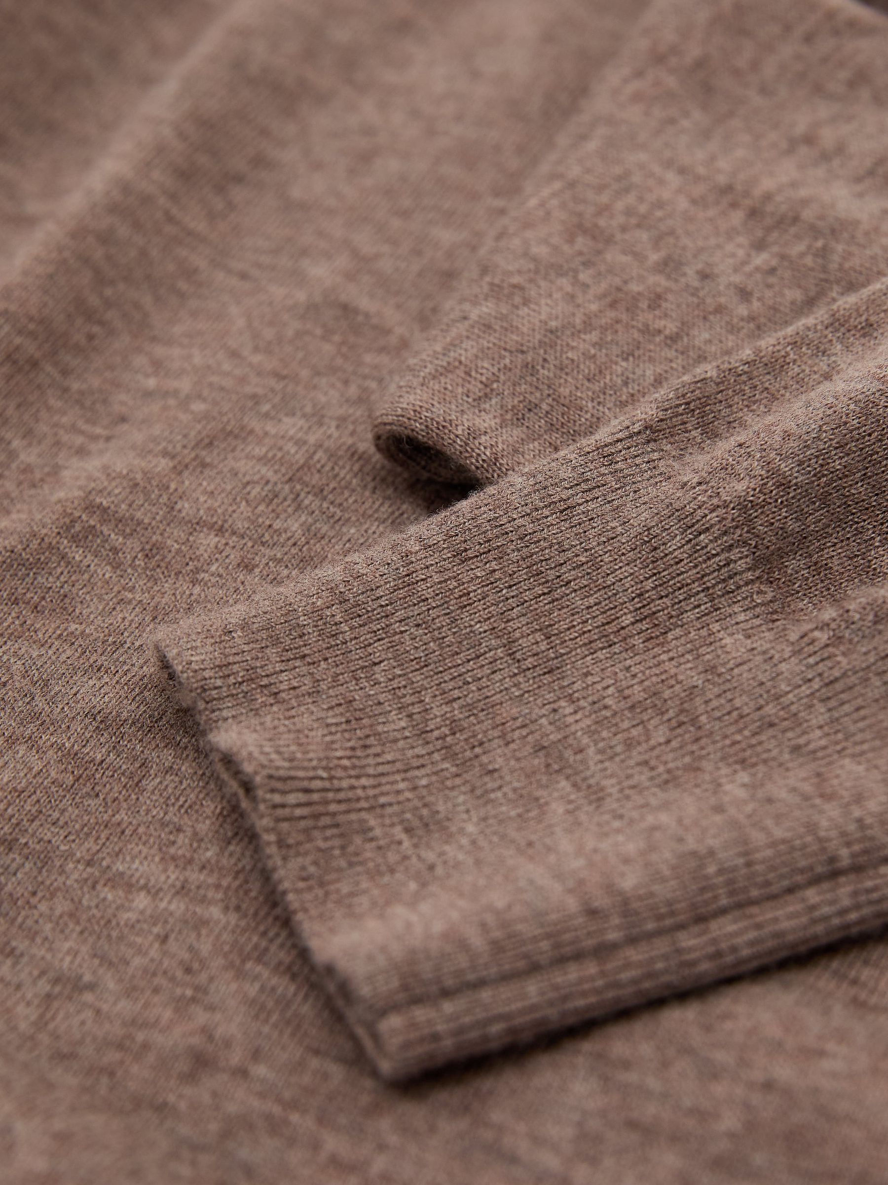 Merino Wool V-Neck Jumper in Mocha Brown - Image 6 of 6