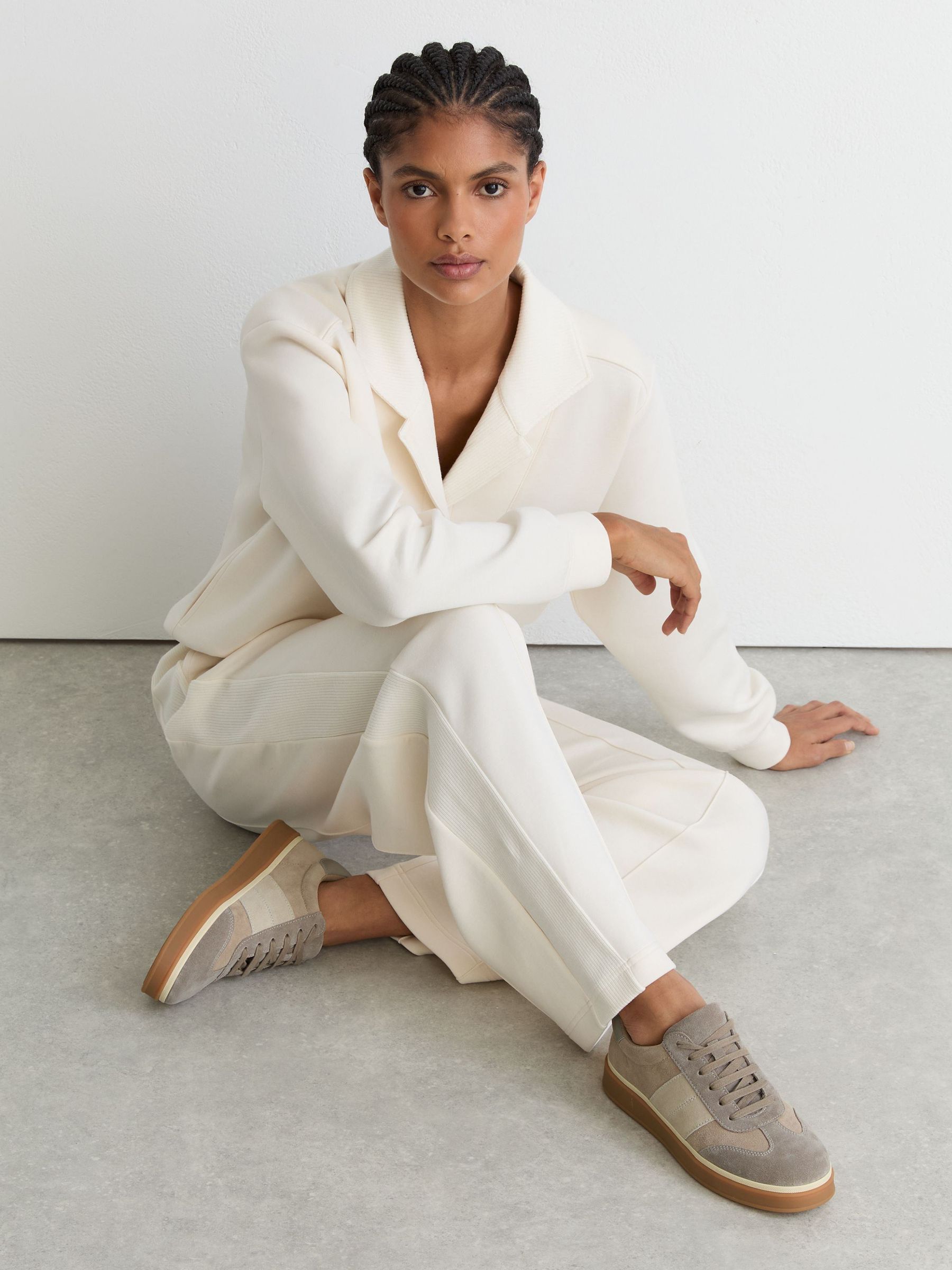 Suede Low-Top Trainers in Taupe - Image 1 of 5