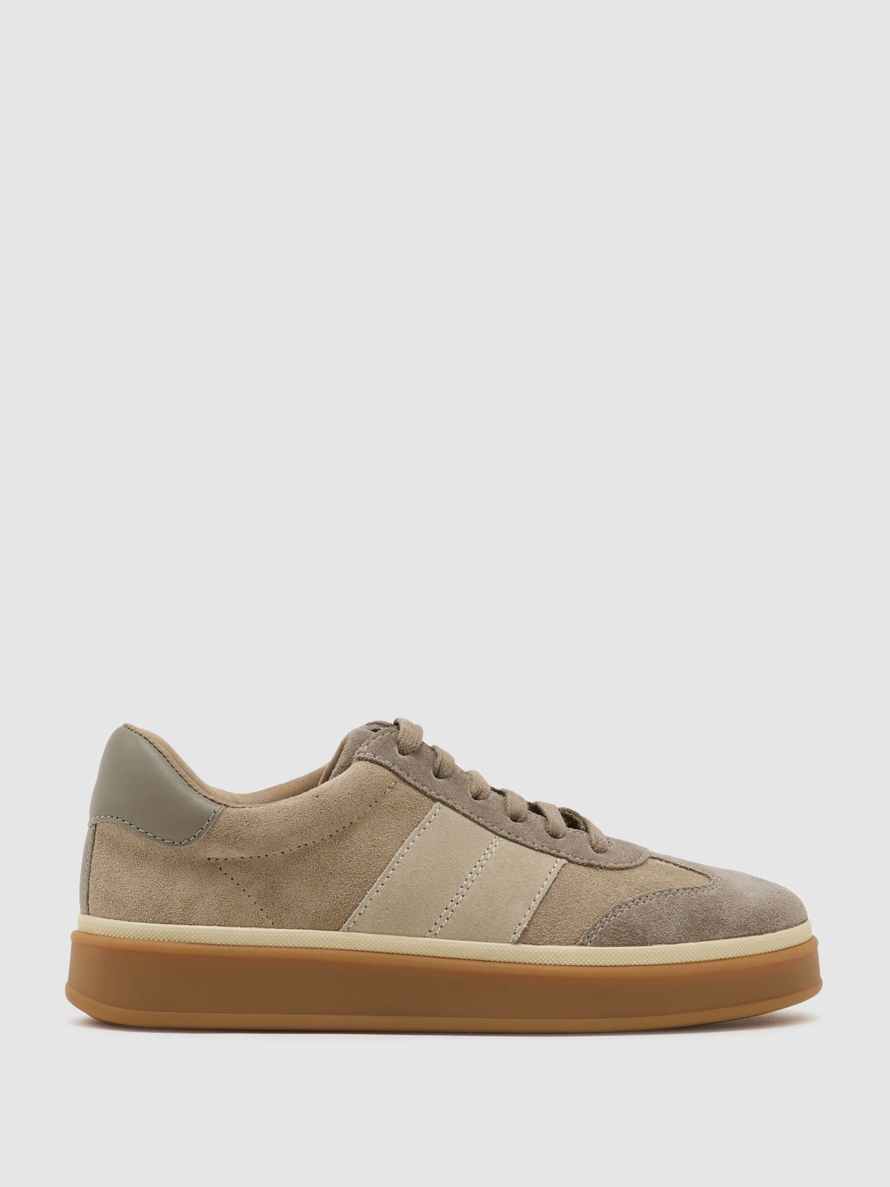 Suede Low-Top Trainers in Taupe - Image 2 of 5