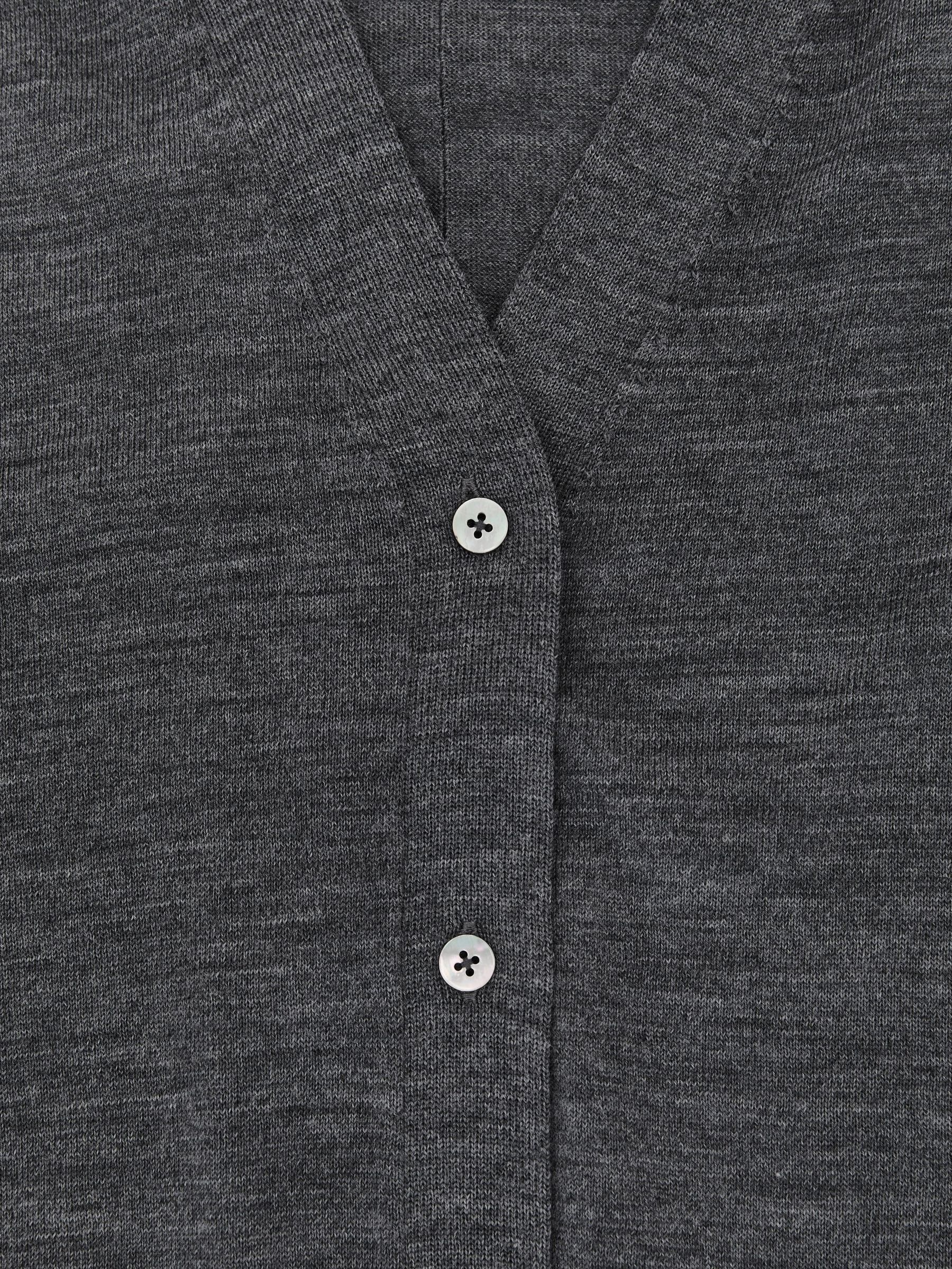Merino Wool V-Neck Cardigan in Charcoal Grey - Image 6 of 6