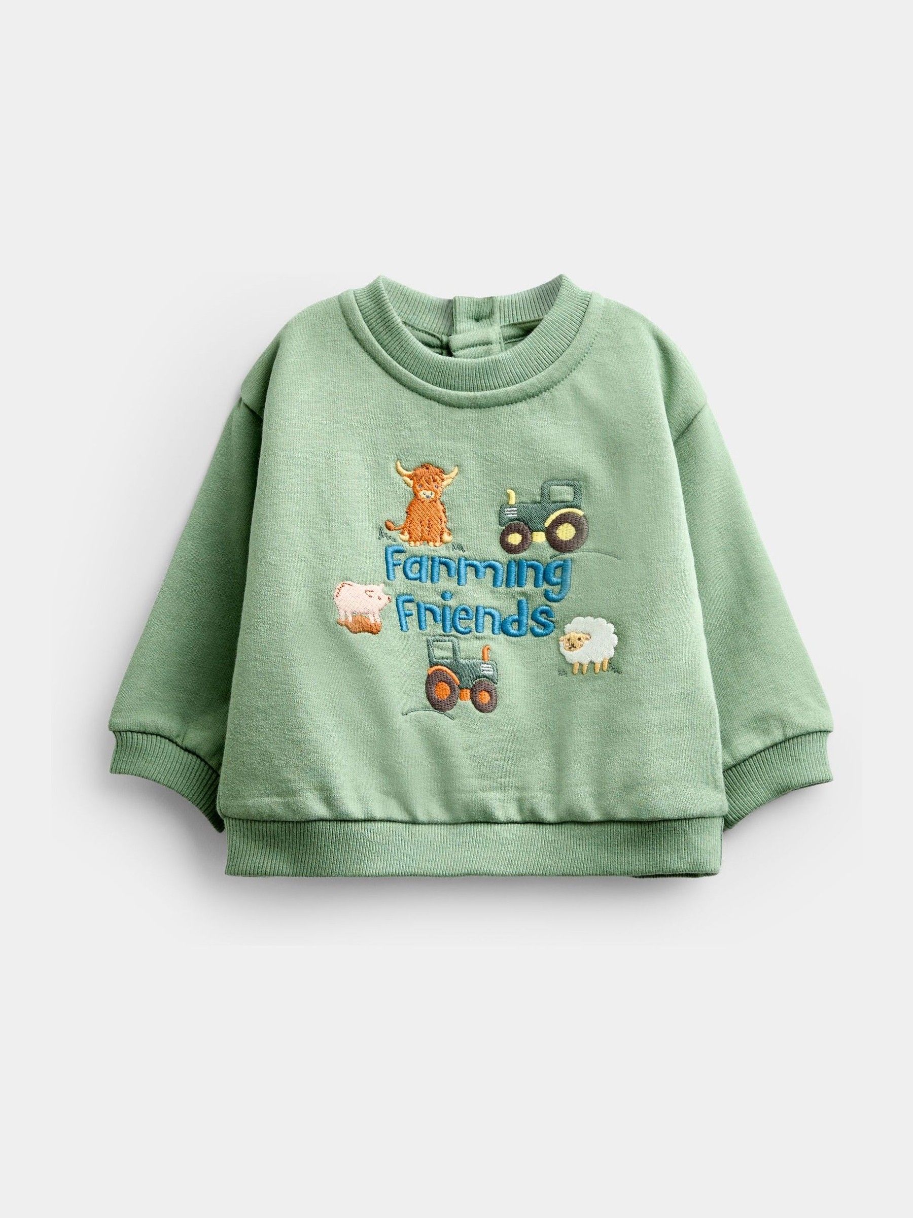 Green Farmyard Baby Appliqué Sweatshirt & Jogger Set - Image 2 of 6 Green Farmyard Baby Appliqué Sweatshirt & Jogger Set - Image 2 of 6