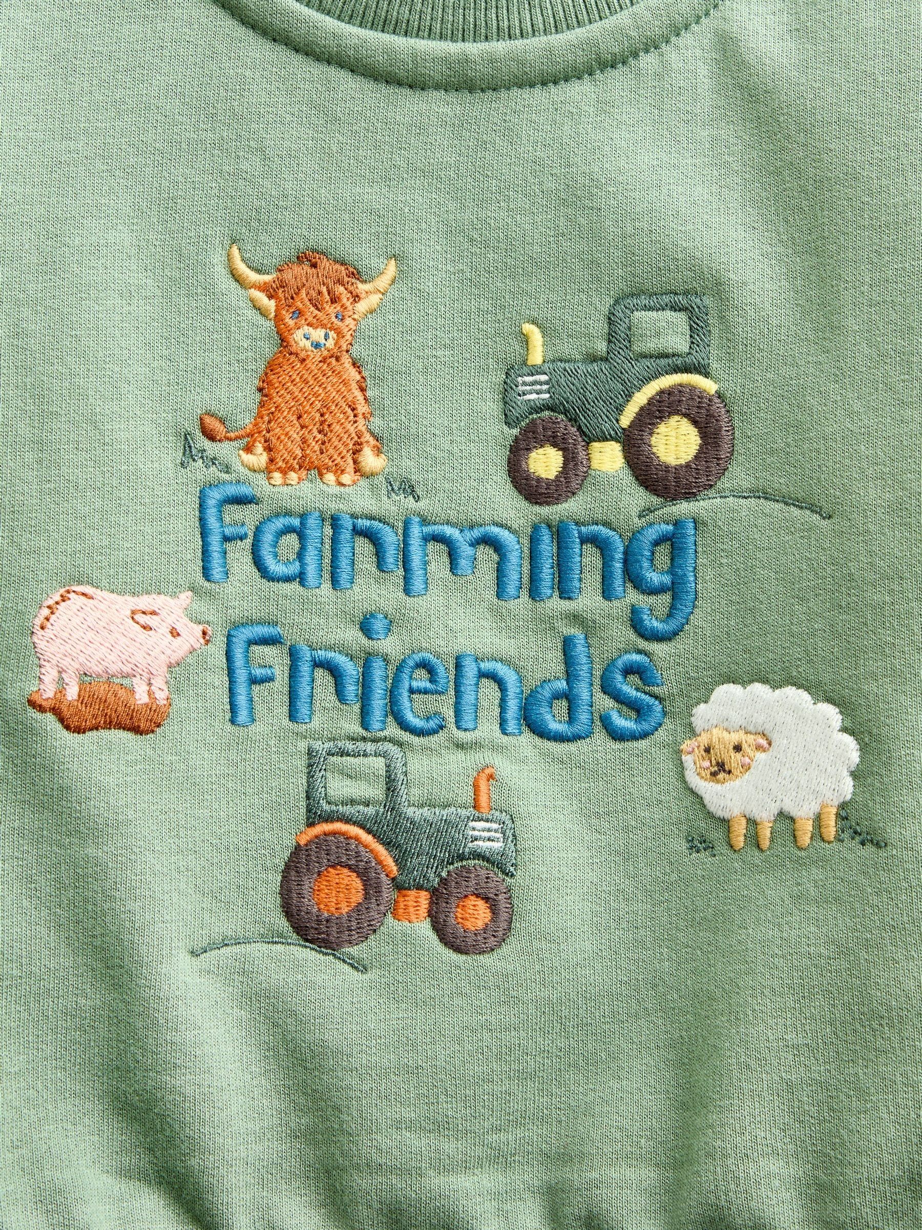 Green Farmyard Baby Appliqué Sweatshirt & Jogger Set - Image 6 of 6