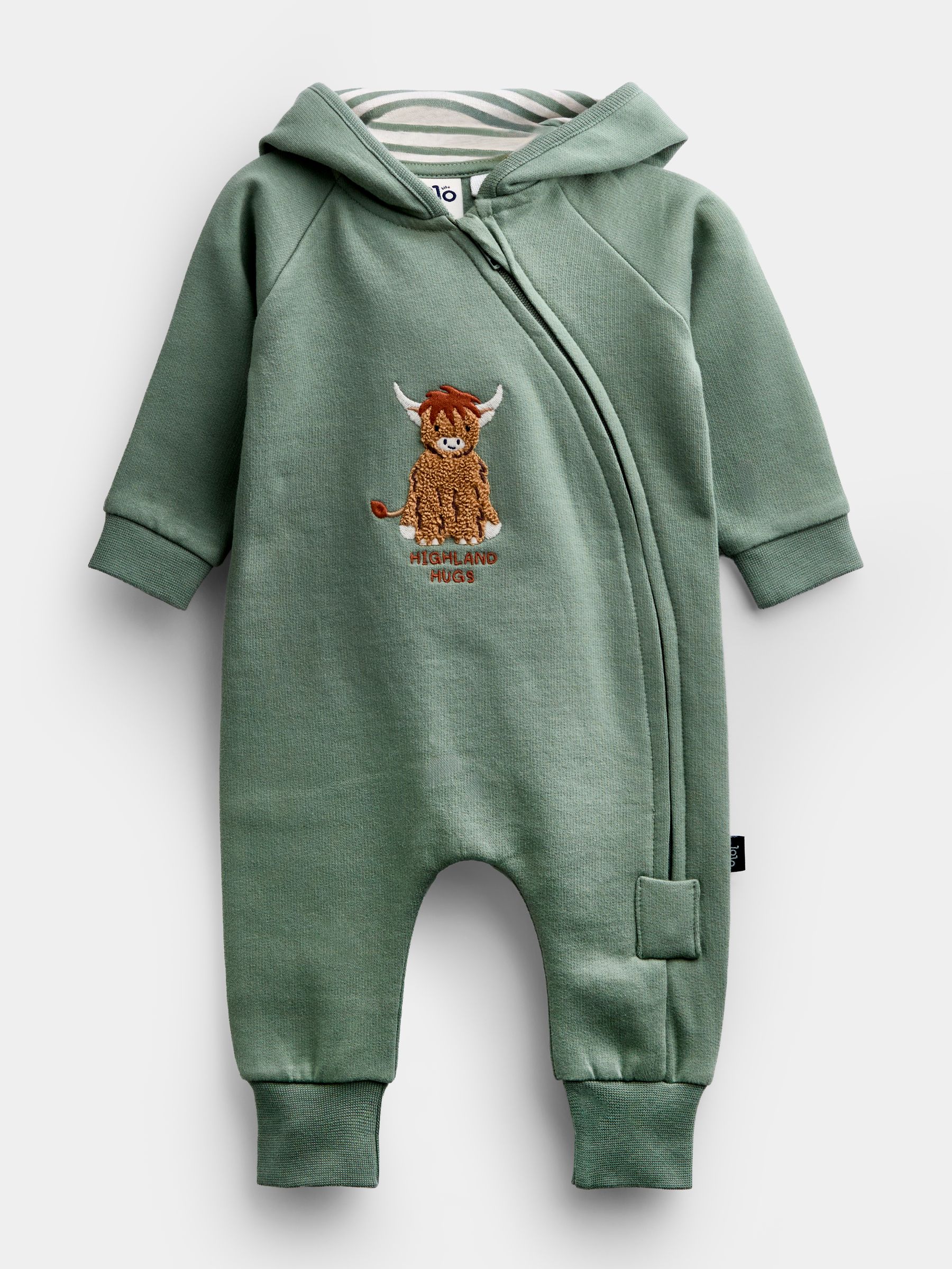Green Highland Cow Jersey Romper - Image 1 of 4