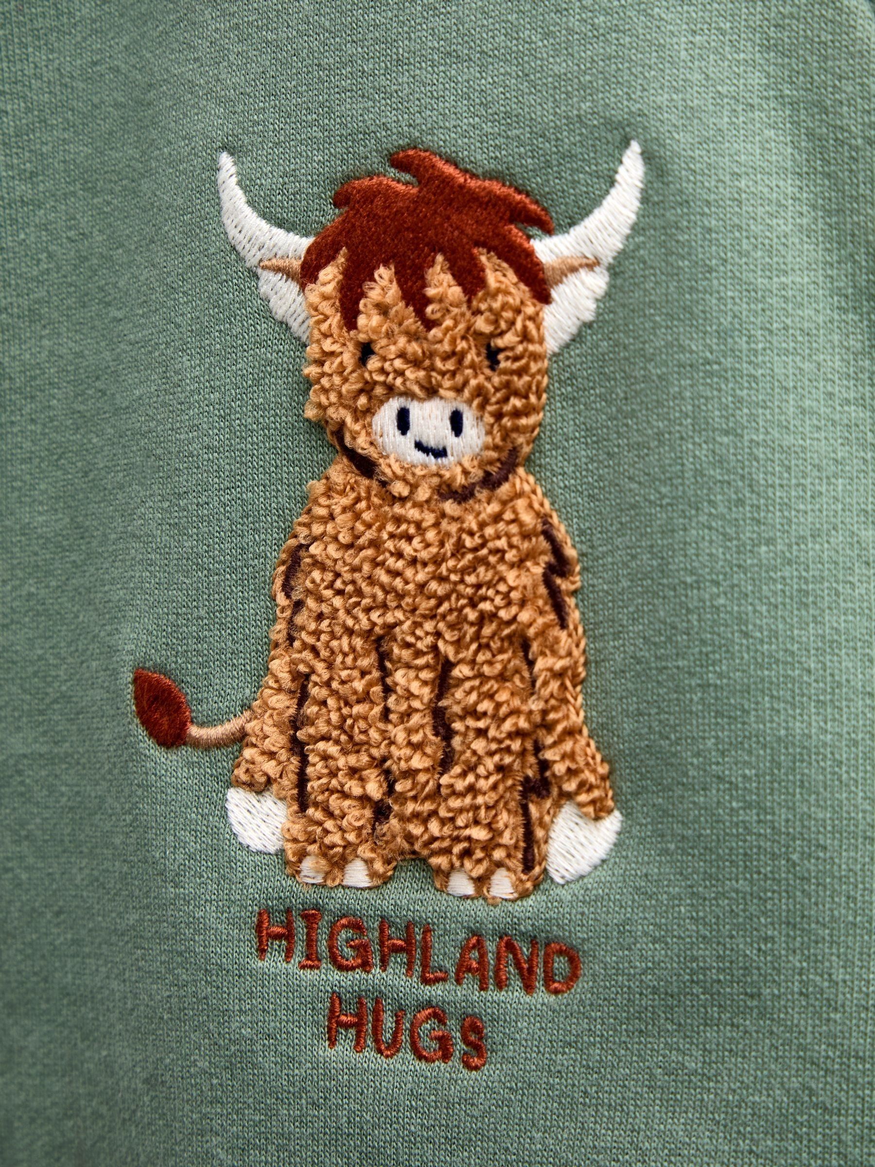 Green Highland Cow Jersey Romper - Image 4 of 4