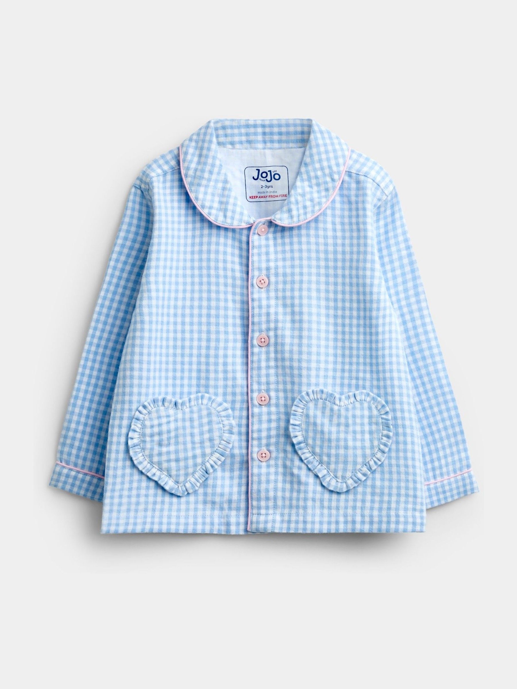 Light Blue Gingham Floral Woven Pyjamas - Image 2 of 6