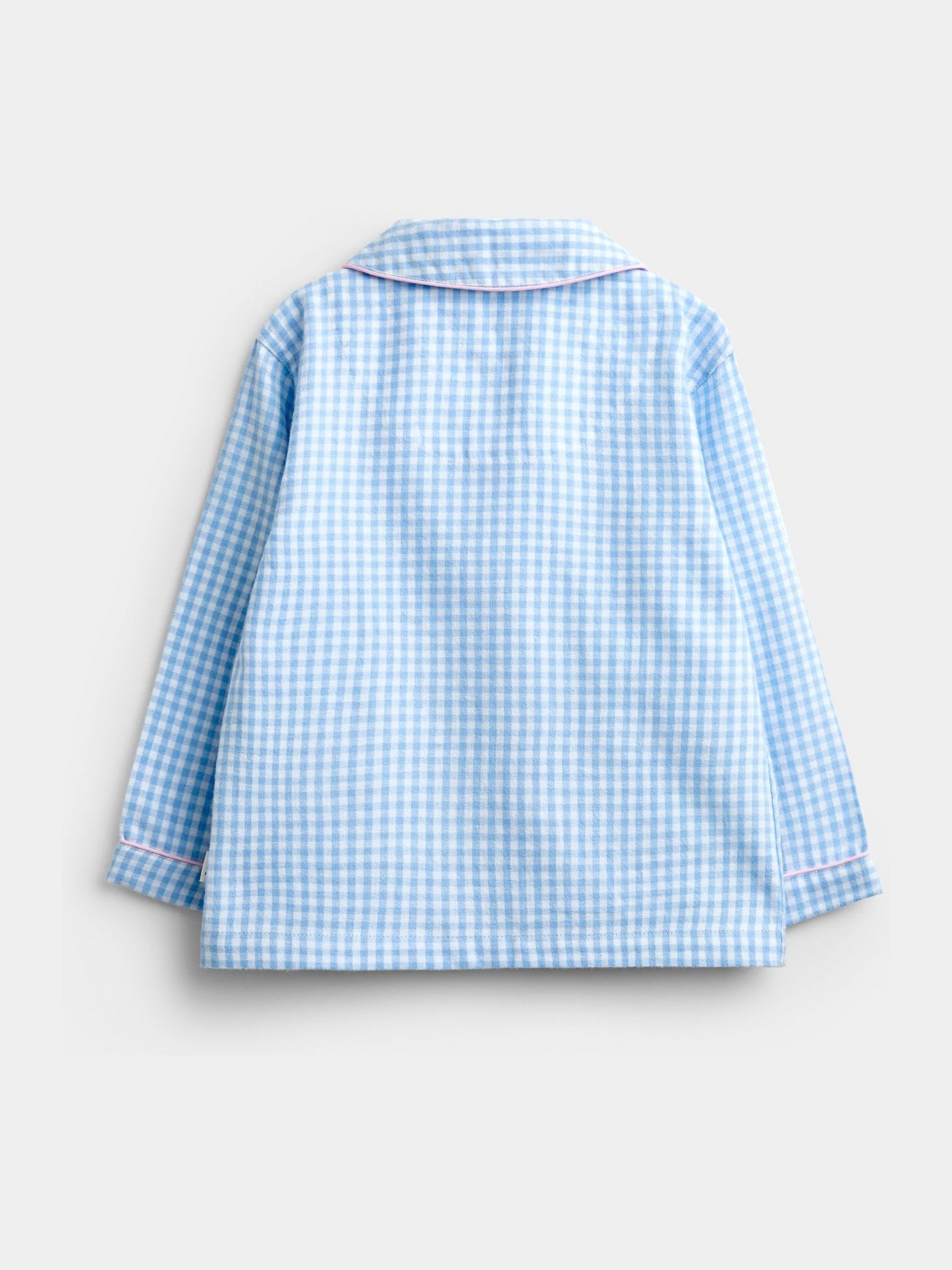 Light Blue Gingham Floral Woven Pyjamas - Image 3 of 6
