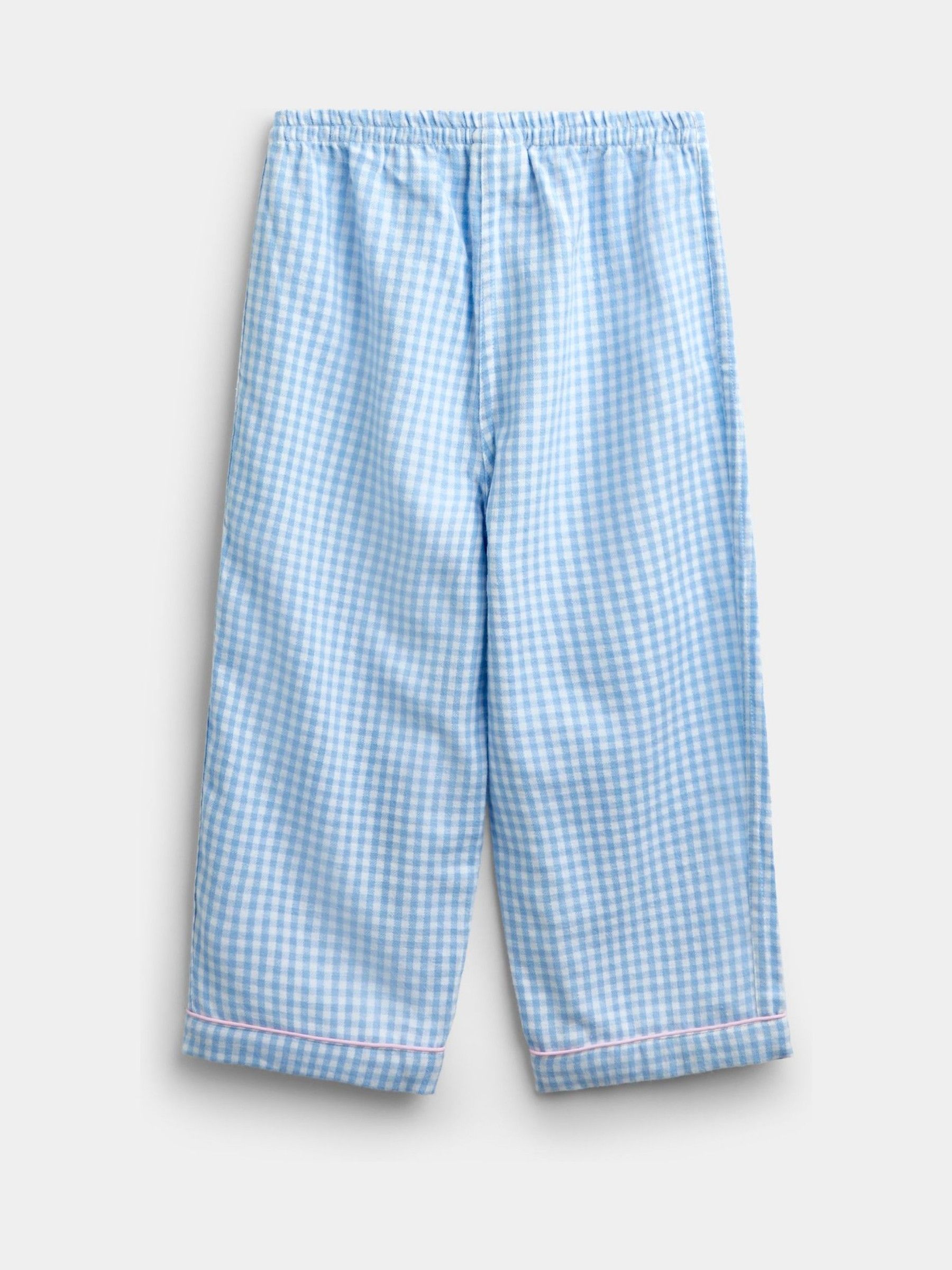 Light Blue Gingham Floral Woven Pyjamas - Image 4 of 6