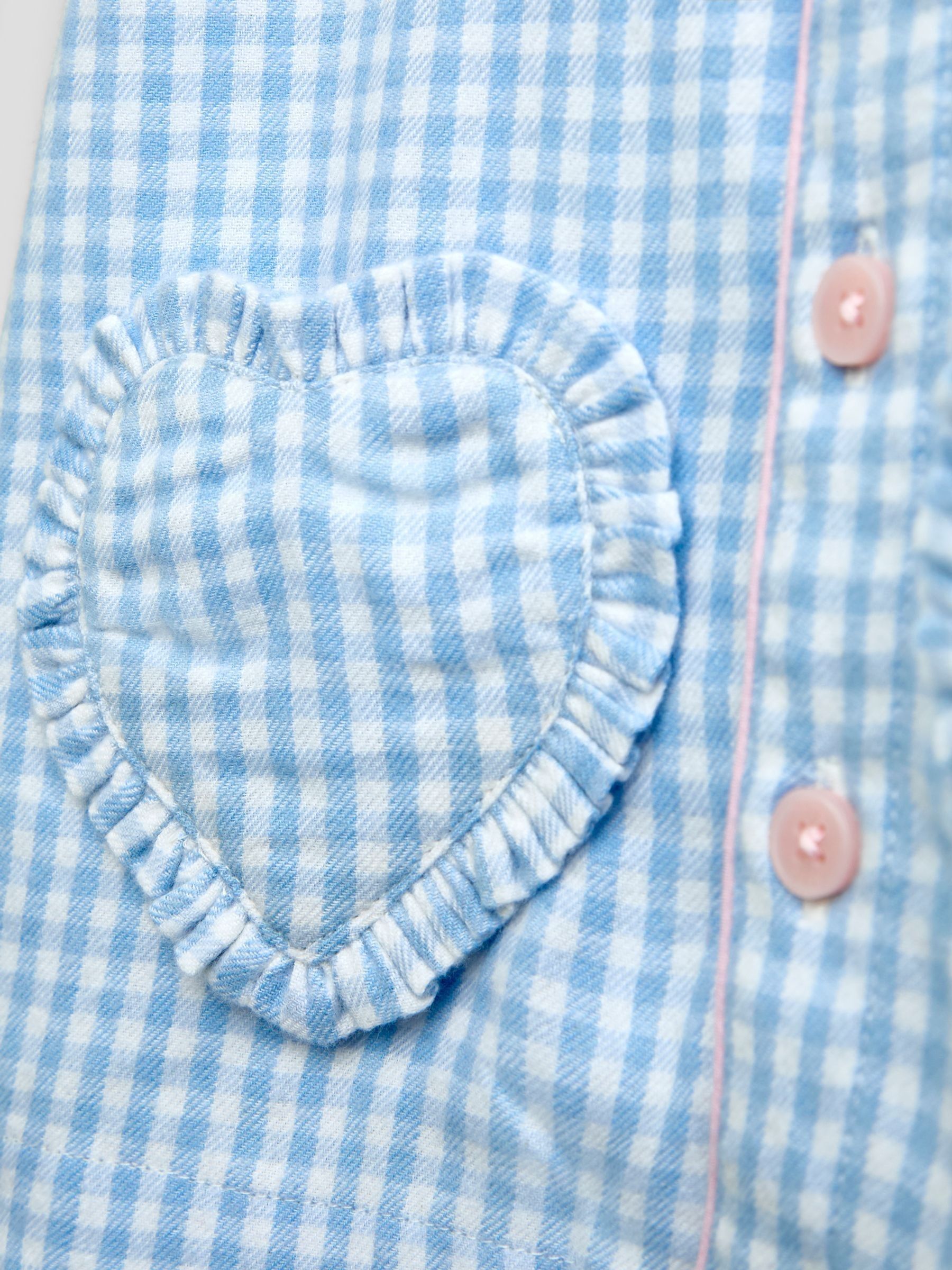 Light Blue Gingham Floral Woven Pyjamas - Image 6 of 6