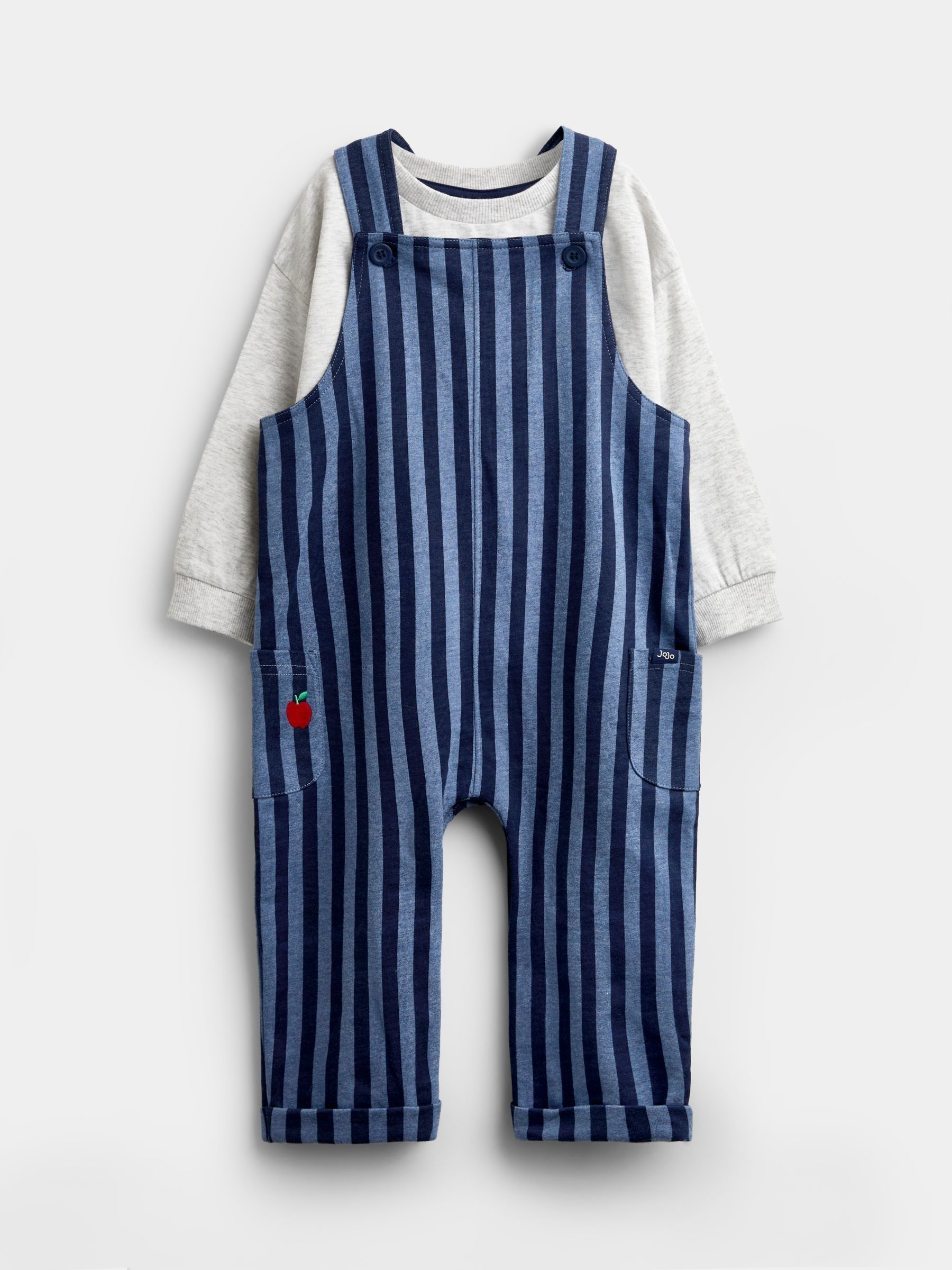 Blue Stripe 2-Piece Dungarees & Top Set - Image 1 of 6