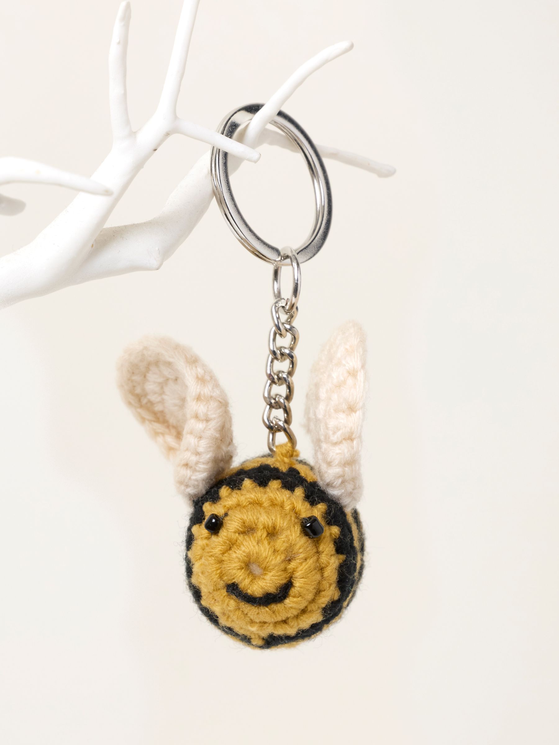 Yellow Crochet Bee Keyring - Image 2 of 3 Yellow Crochet Bee Keyring - Image 2 of 3