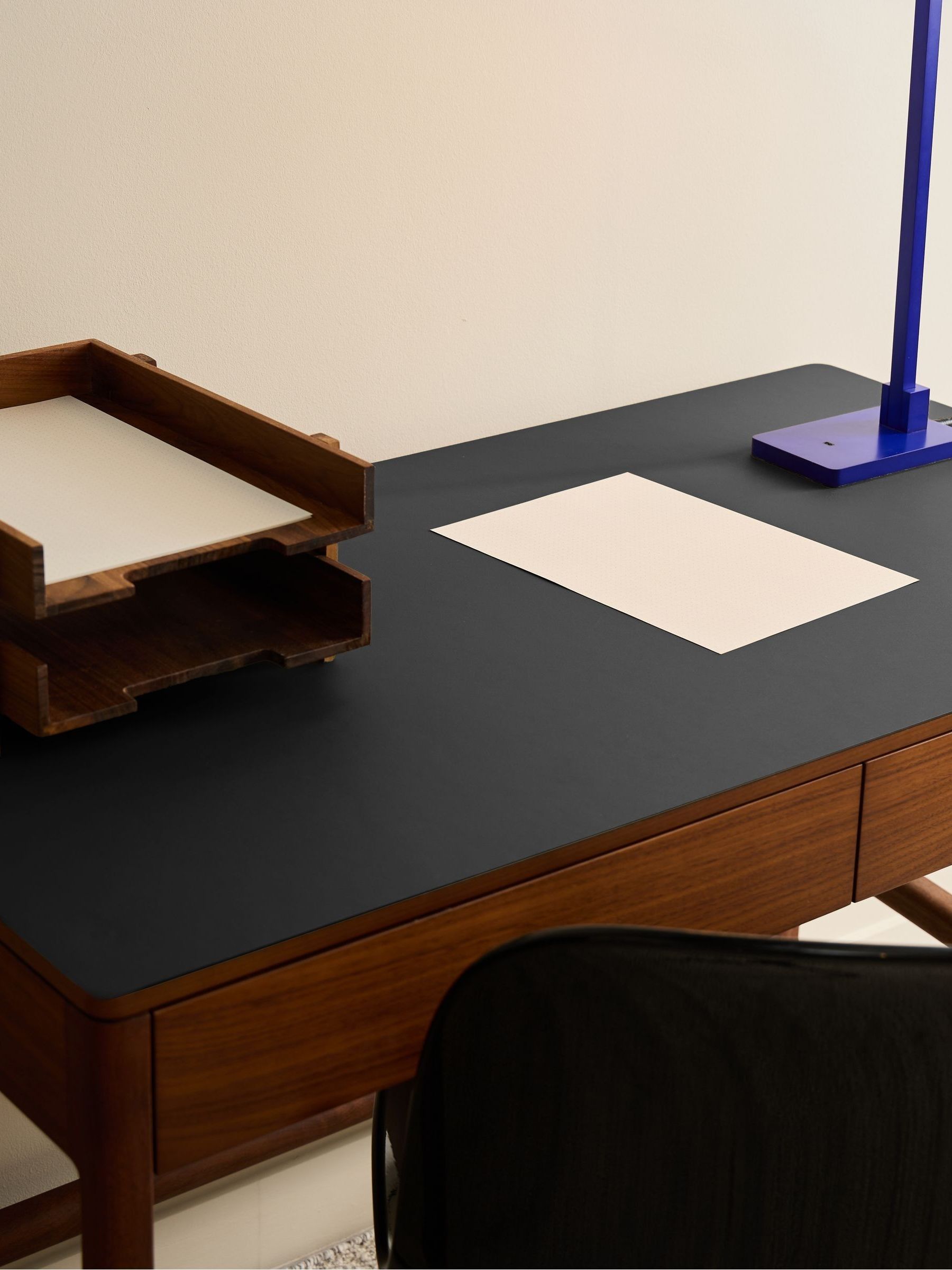 The Conran Shop Walnut Charcoal Domus 2 Drawer Desk - Image 5 of 7