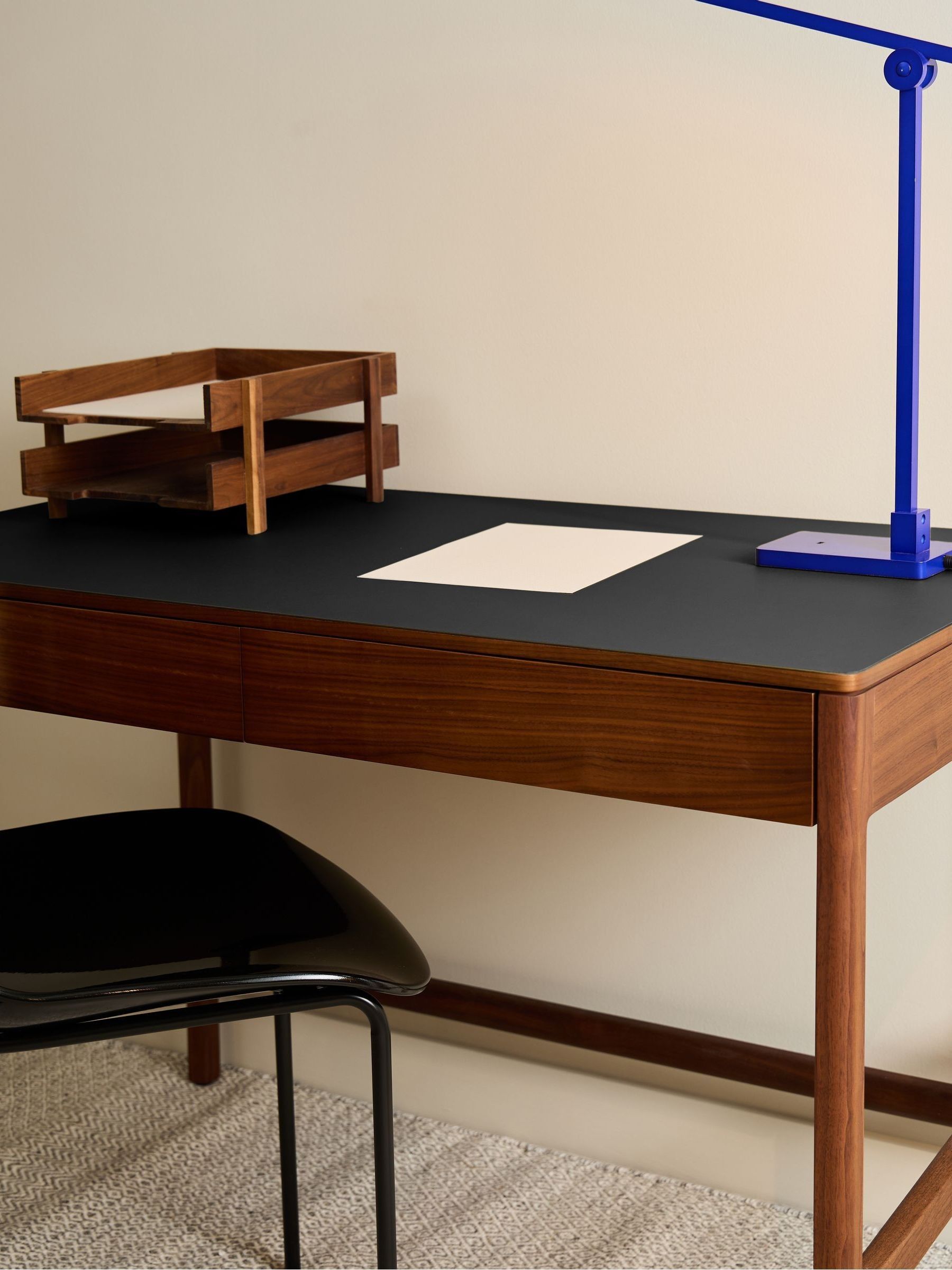 The Conran Shop Walnut Charcoal Domus 2 Drawer Desk - Image 6 of 7